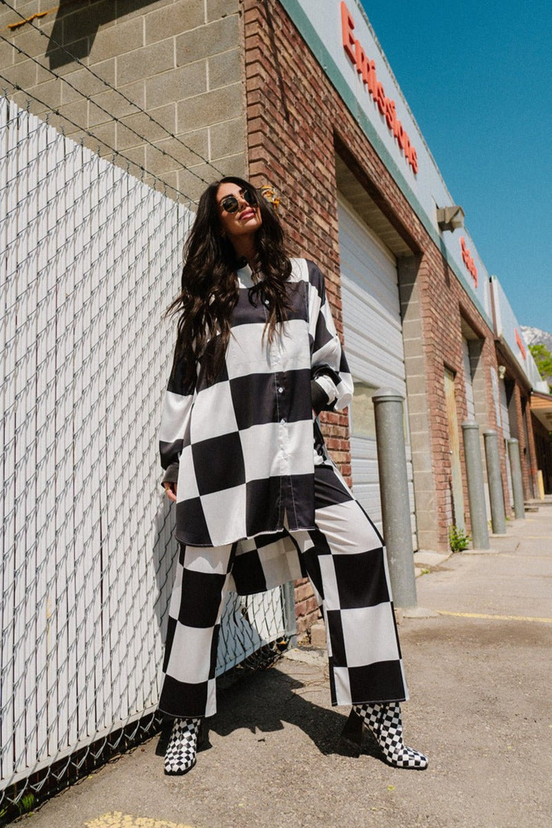 Lala Satin Playsuit in Ultra Check Dressed in Lala