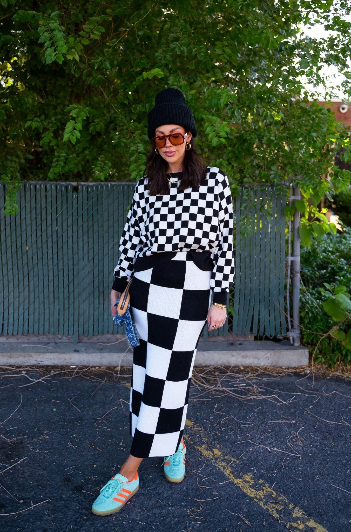 Retrograde Boxy Mod Knit in Checkerboard