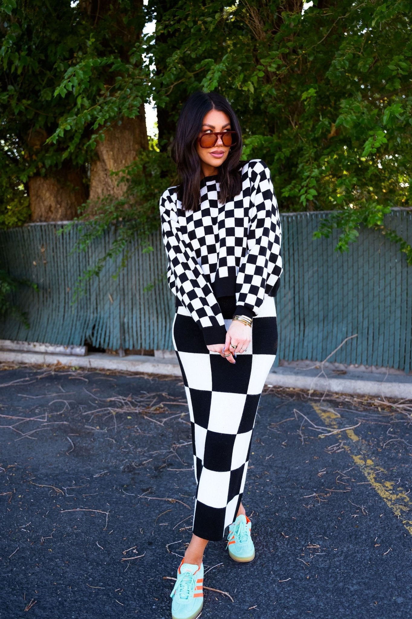 Retrograde Boxy Mod Knit in Checkerboard