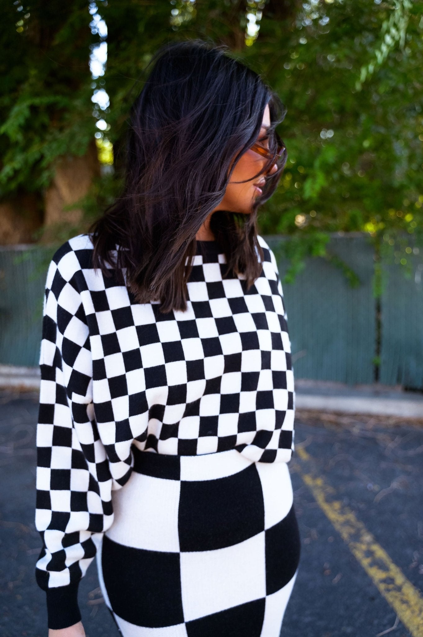 Retrograde Boxy Mod Knit in Checkerboard