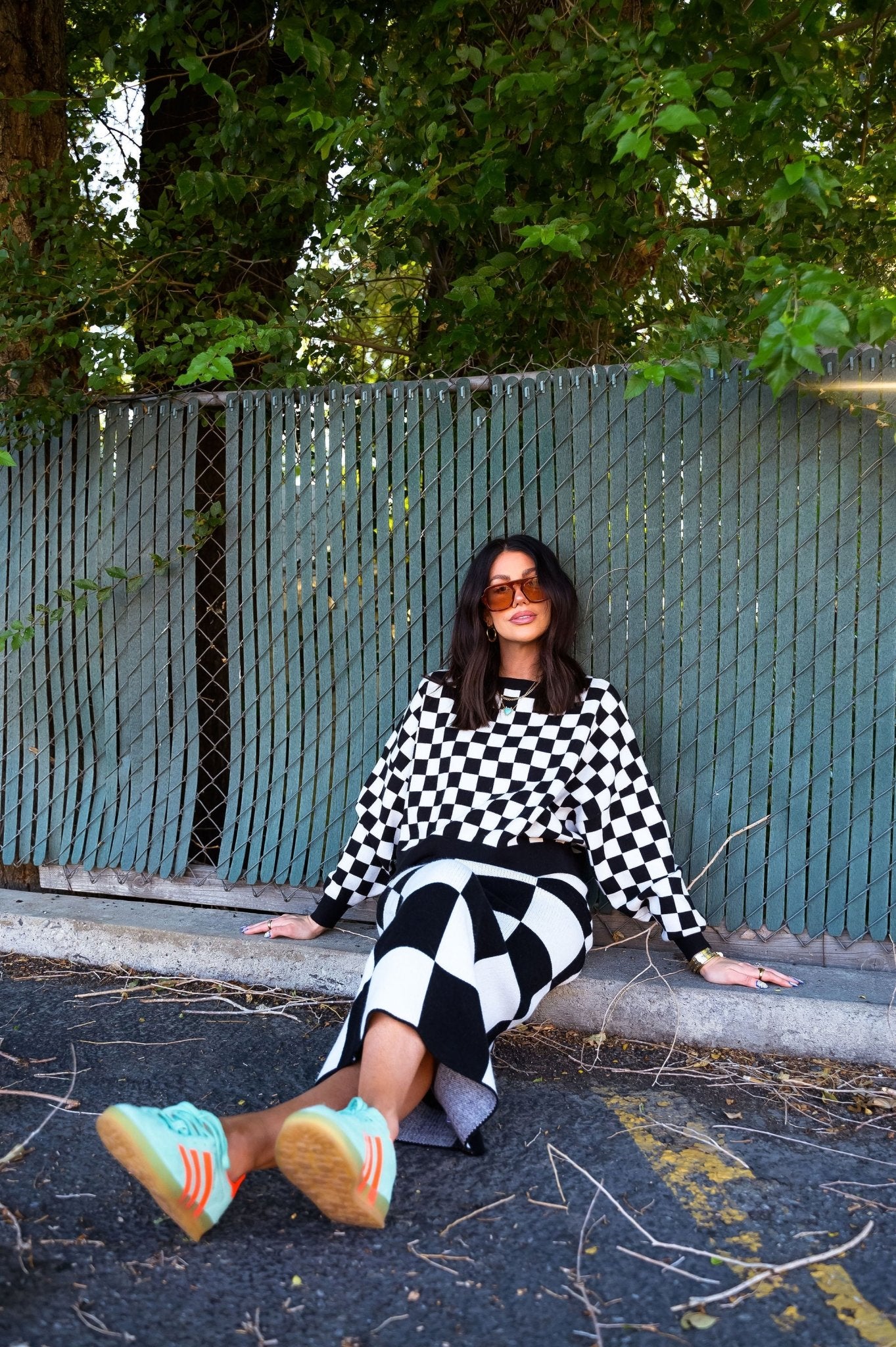 Retrograde Boxy Mod Knit in Checkerboard