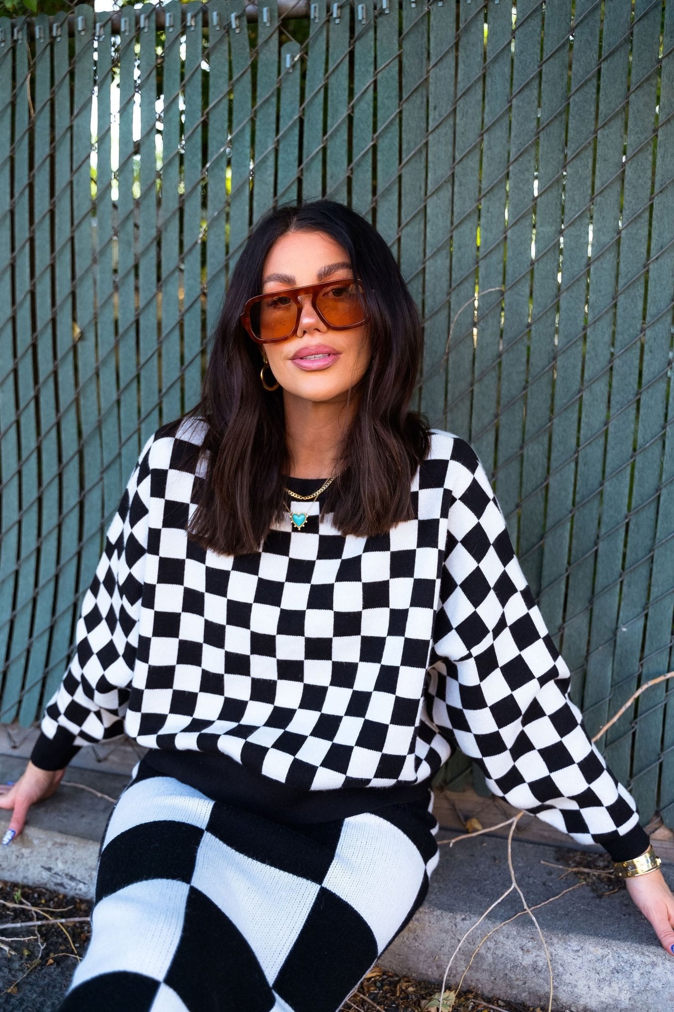 Retrograde Boxy Mod Knit in Checkerboard