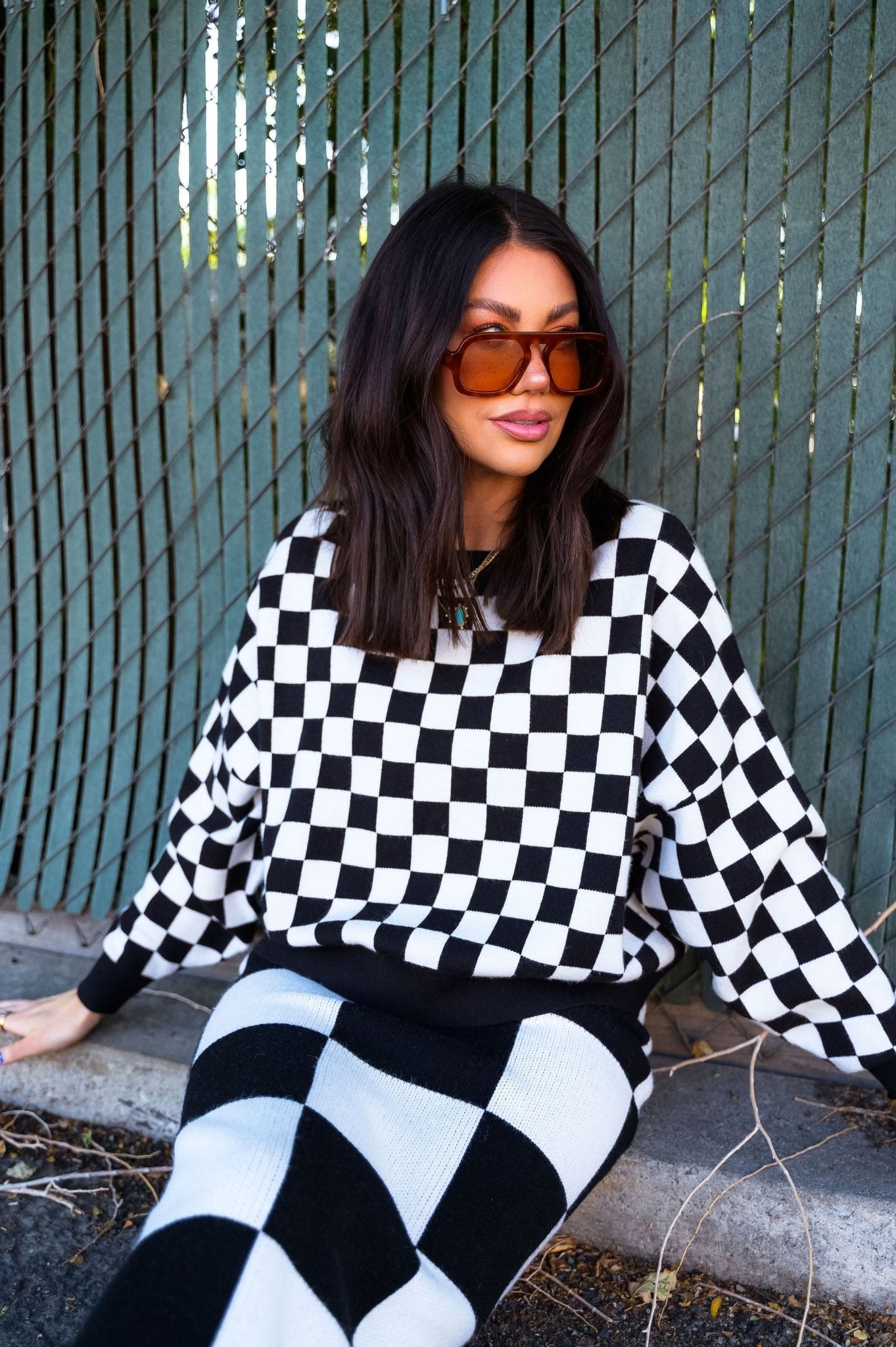 Retrograde Boxy Mod Knit in Checkerboard