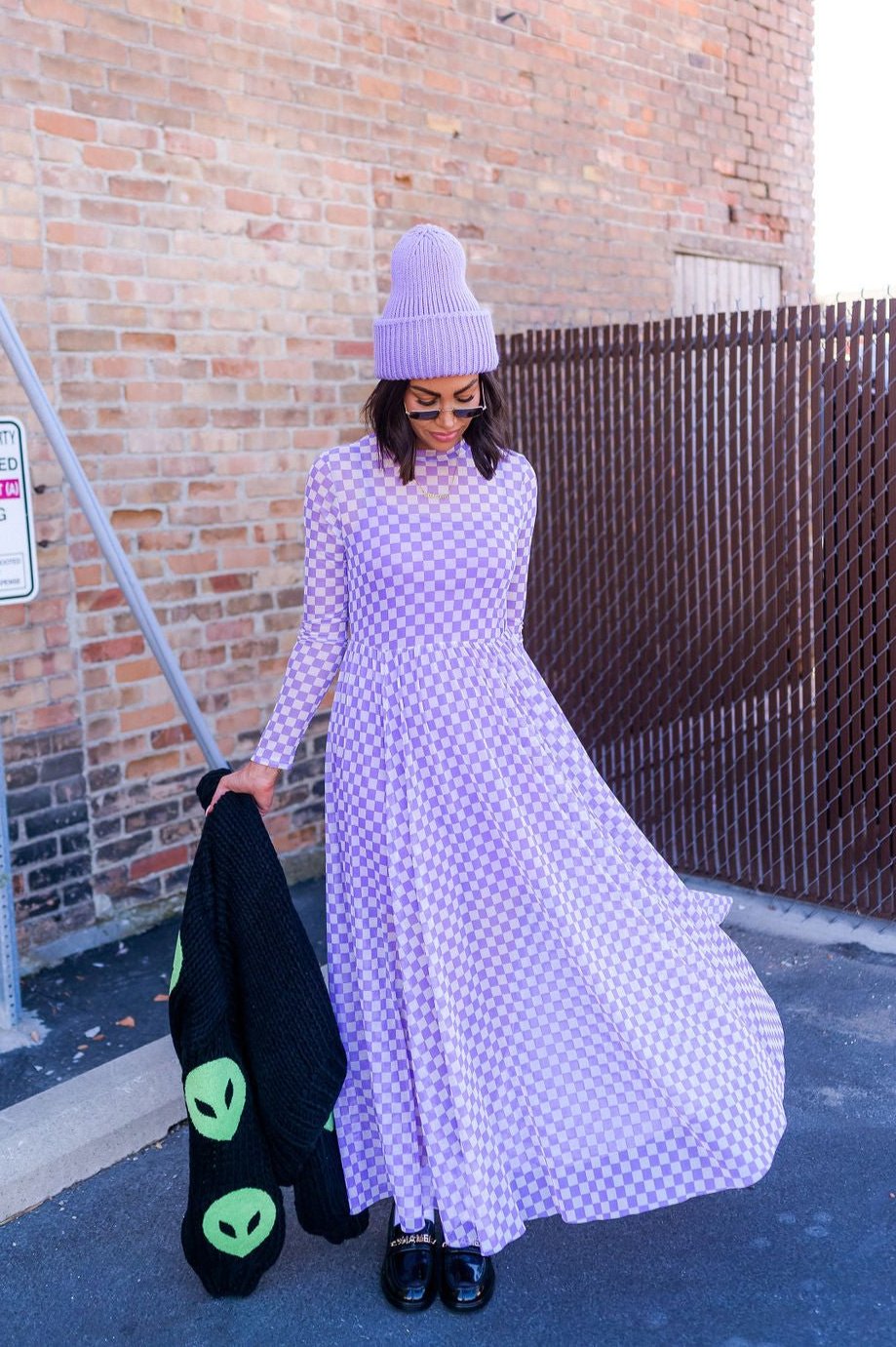 purple gingham maxi dress Charleston Cotton Maxi Dress