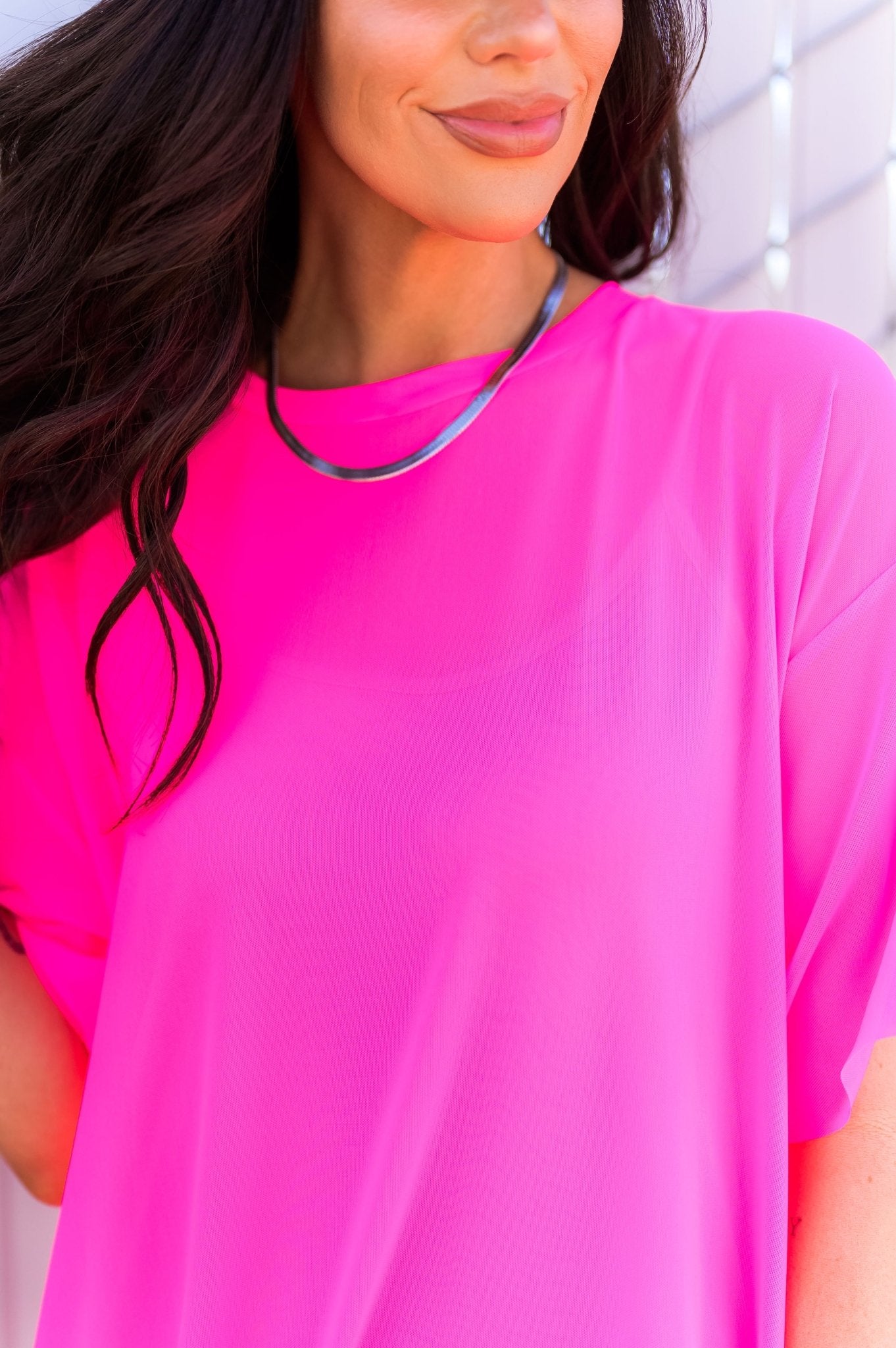 Karma Oversized Mesh Dress + Slip in Electric Pink *RESTOCKED*