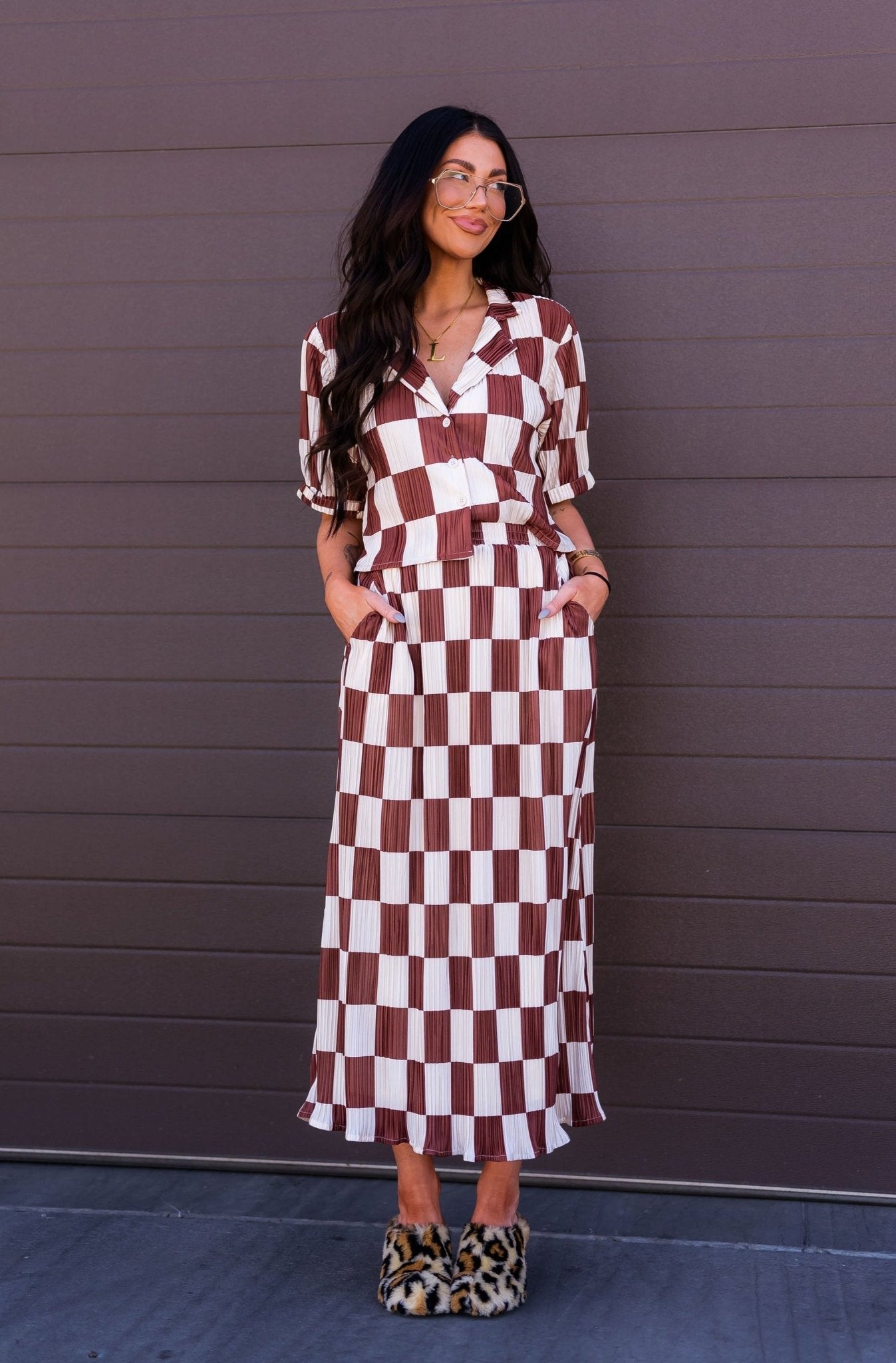 Ćest la Vie Plissé Skirt Set in Mocha Latte