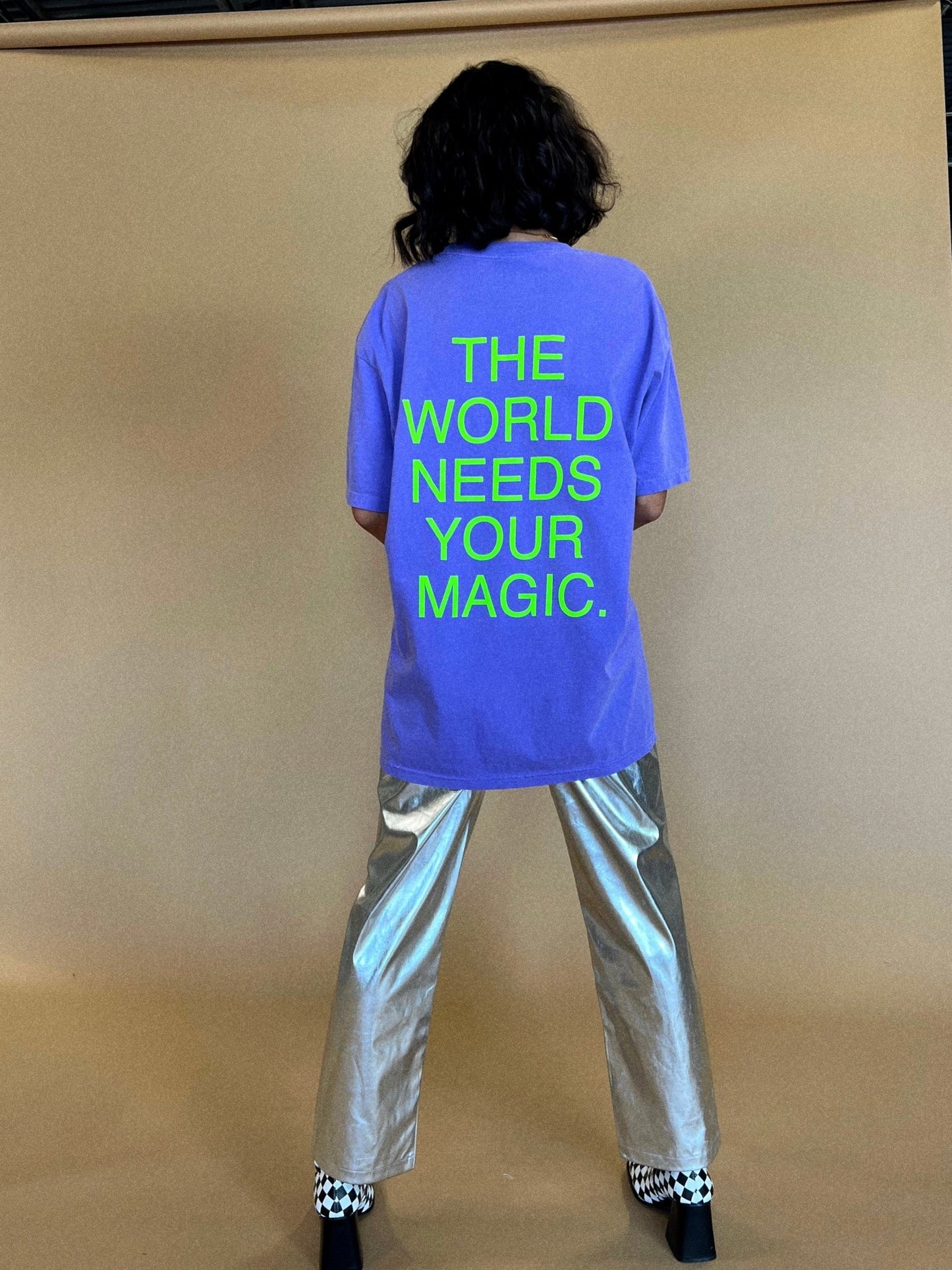 The World Needs Your Magic Tee in Lavender + Neon