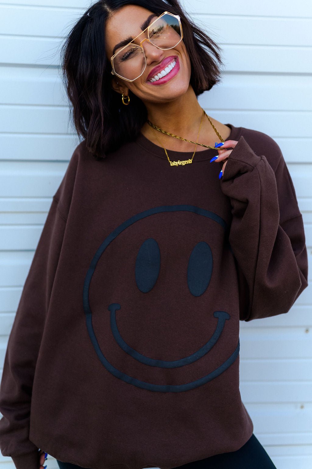 The World Needs Your Magic Puff Print Pullover in Mocha + Black