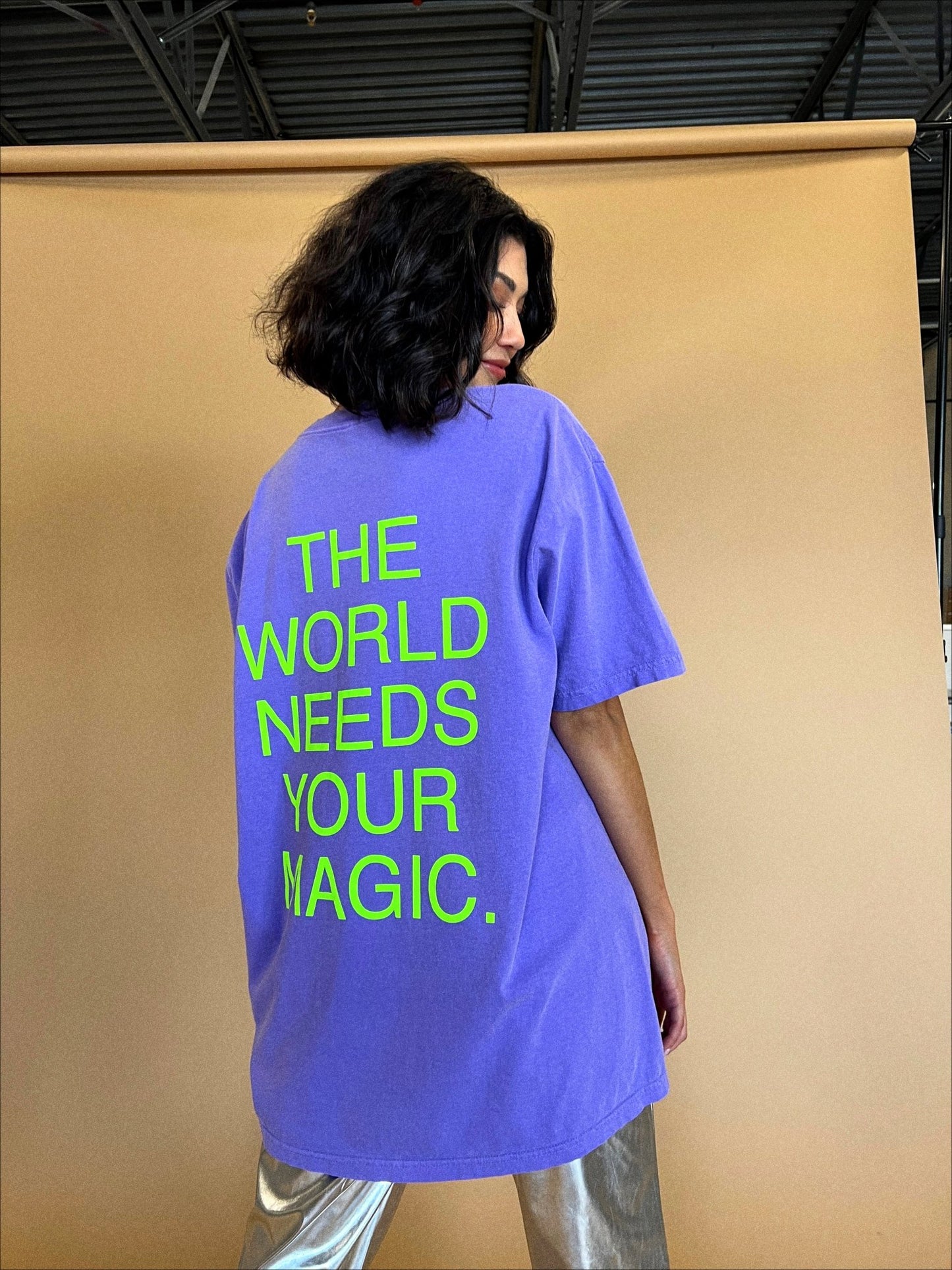 The World Needs Your Magic Tee in Lavender + Neon