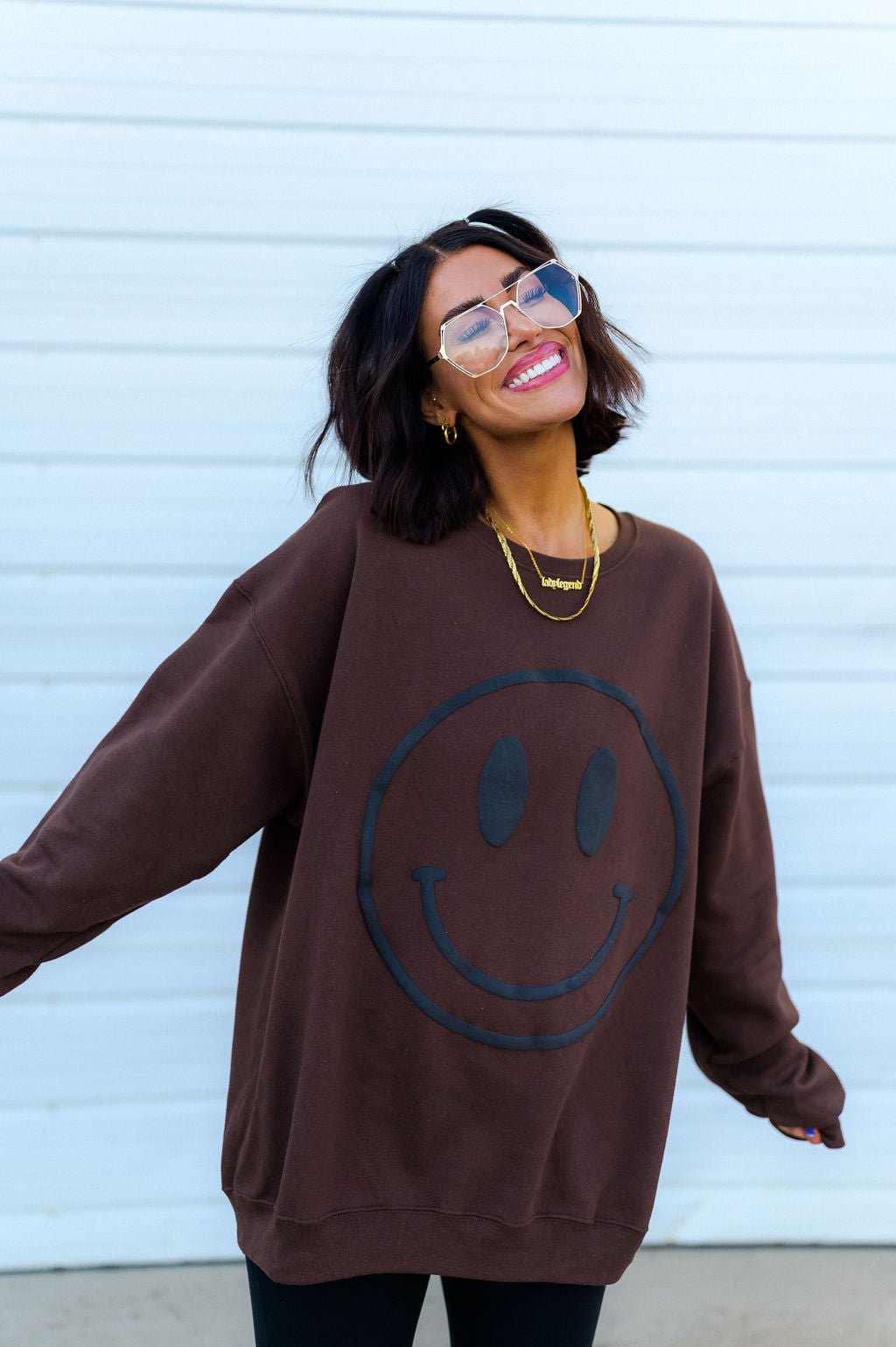 The World Needs Your Magic Puff Print Pullover in Mocha + Black