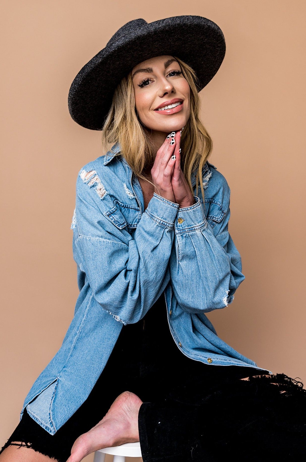 Stella Stiff Brim Hat in Charcoal