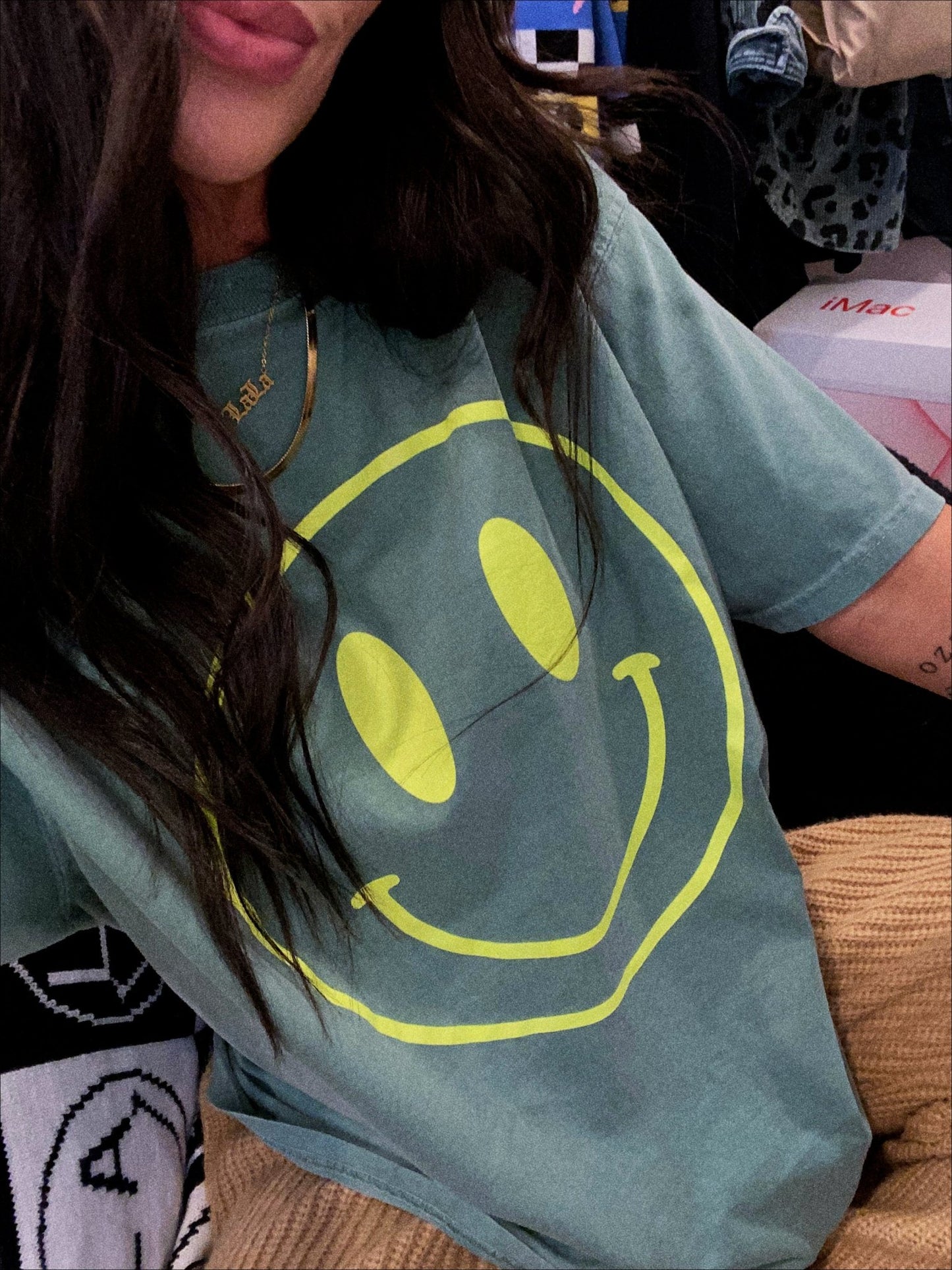 The World Needs Your Magic Oversized Tee in Sage + Neon