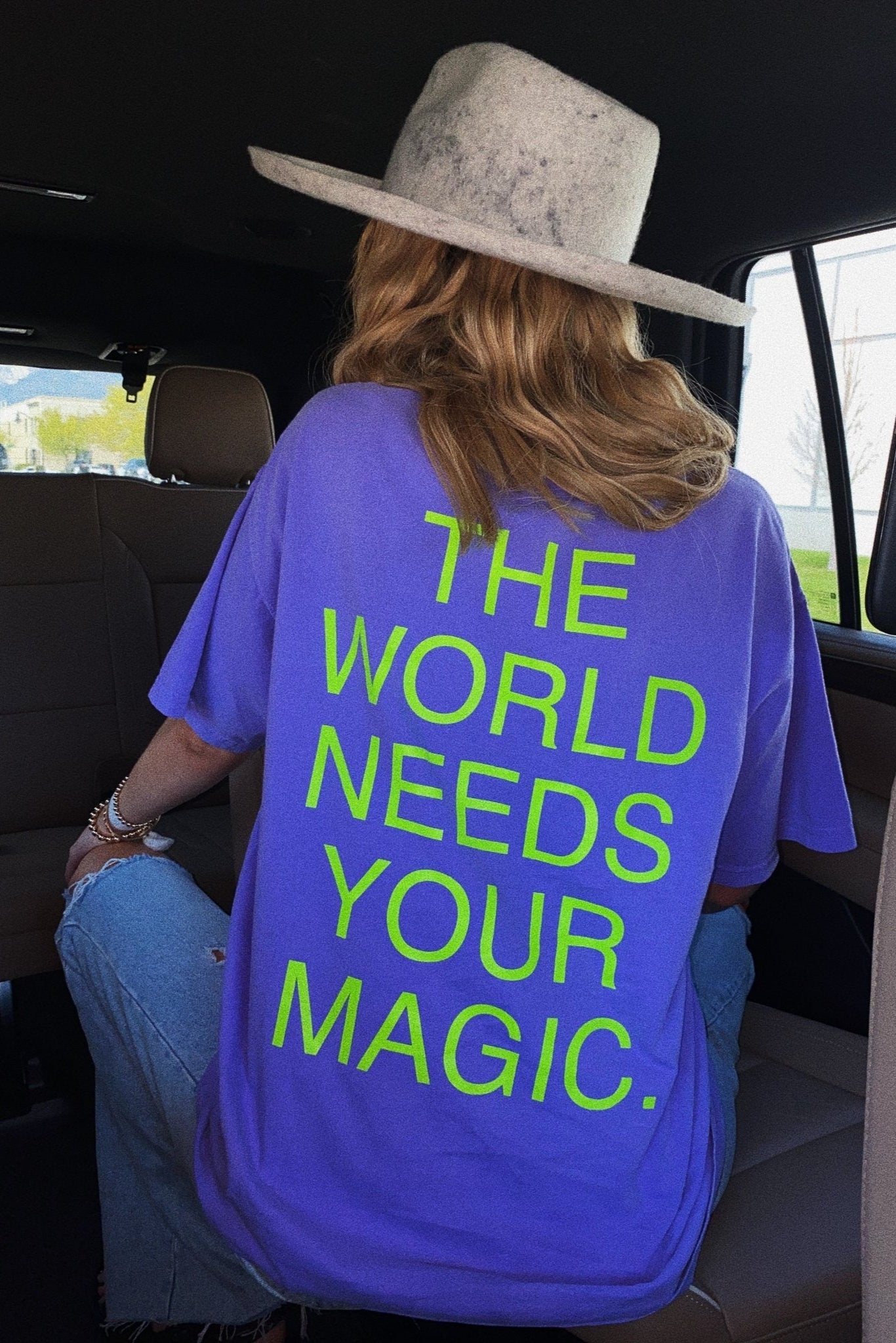 The World Needs Your Magic Tee in Lavender + Neon