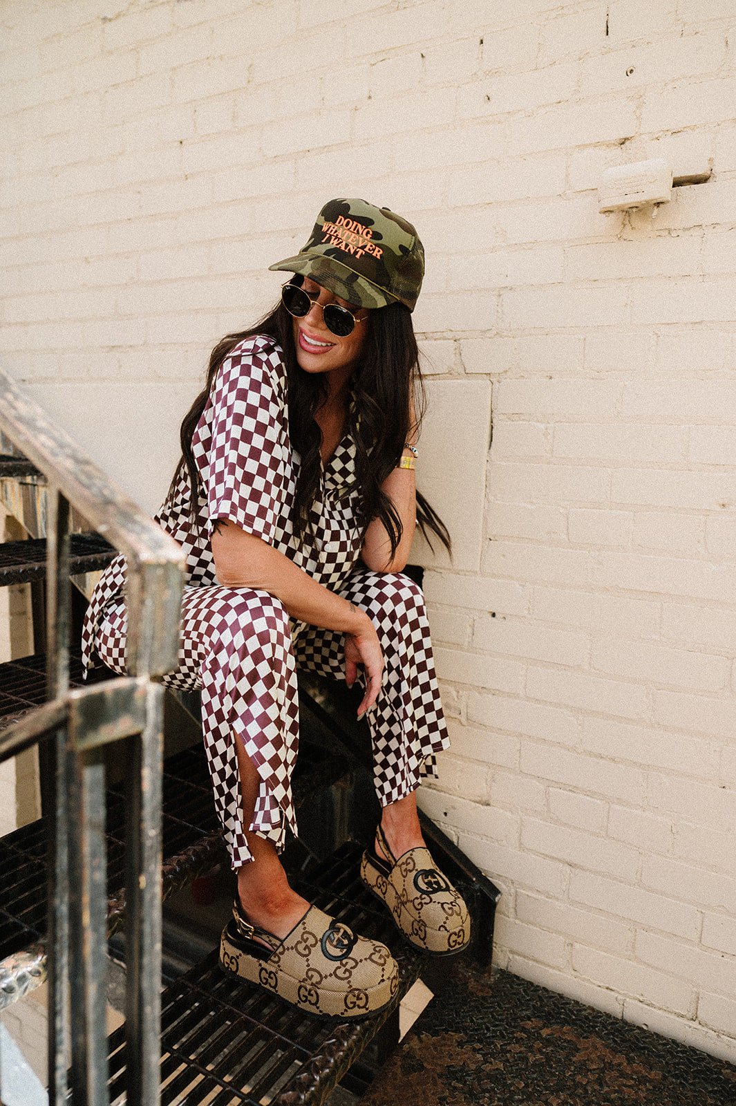 Doing Whatever I Want Embroidered Trucker Hat in Camo