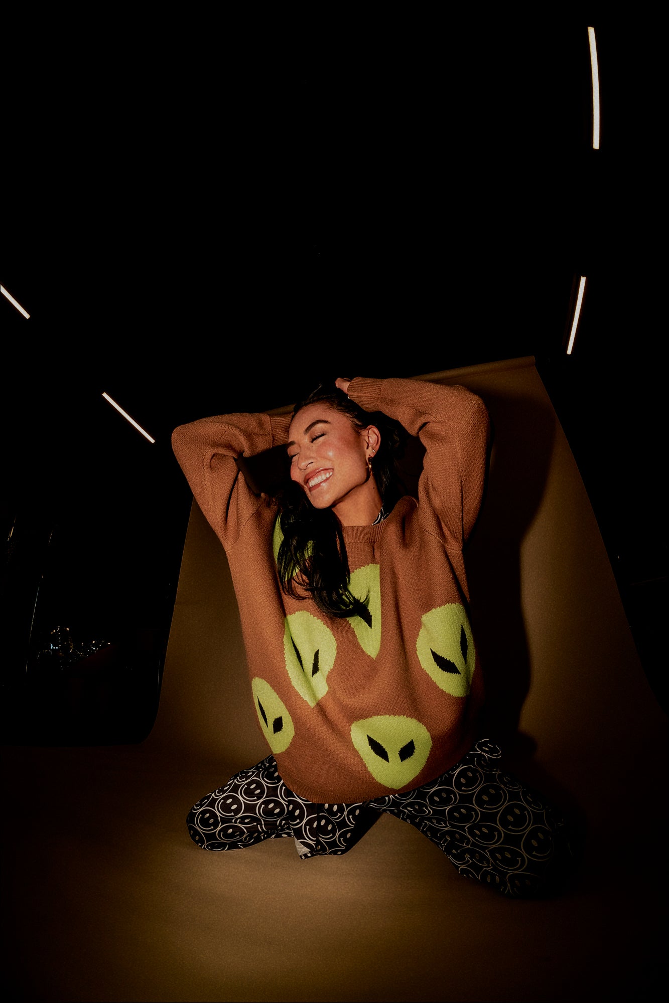 Too Cool For You Oversized Alien Knit in Coffee