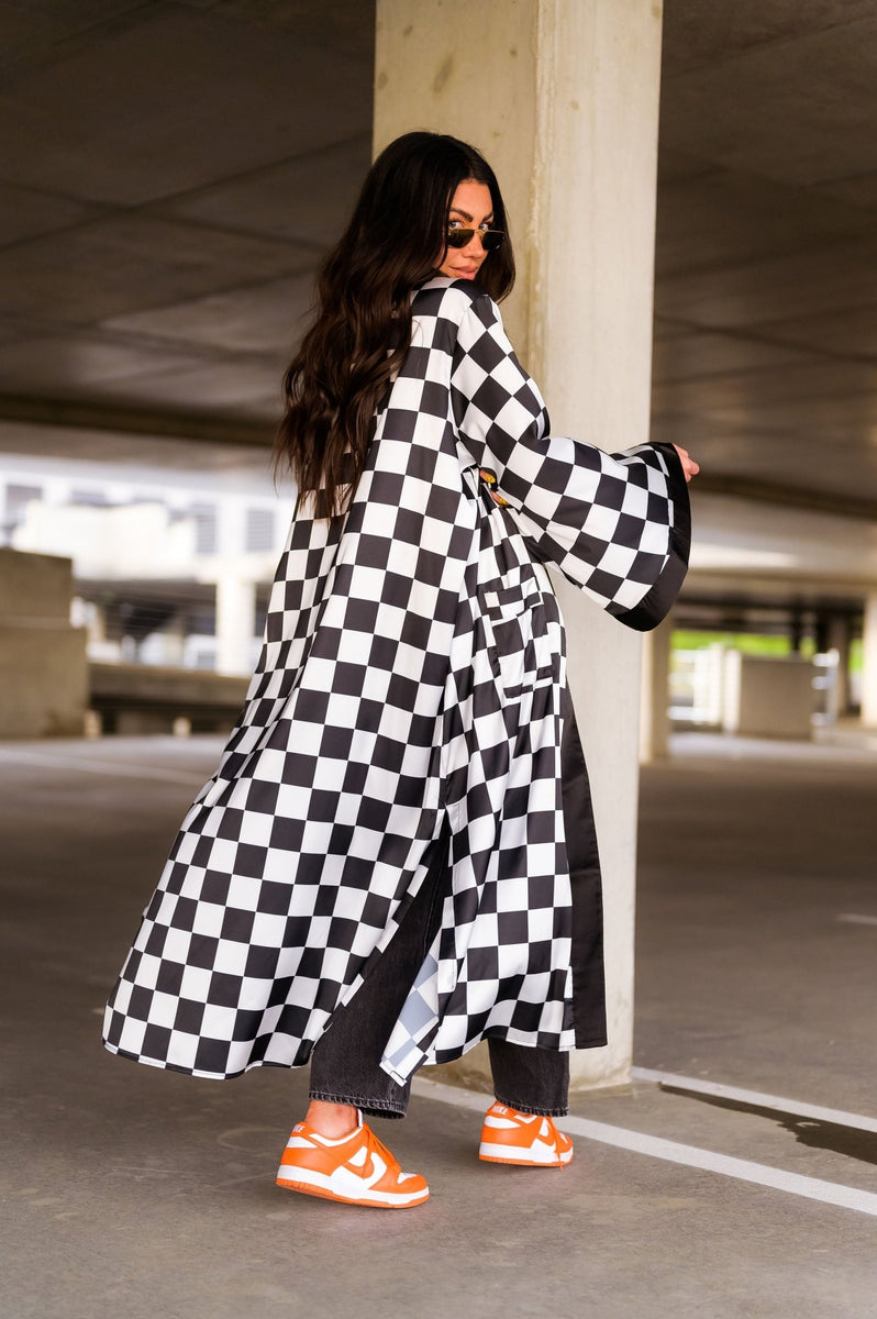 Good Karma Kimono in Checkerboard Dressed in Lala