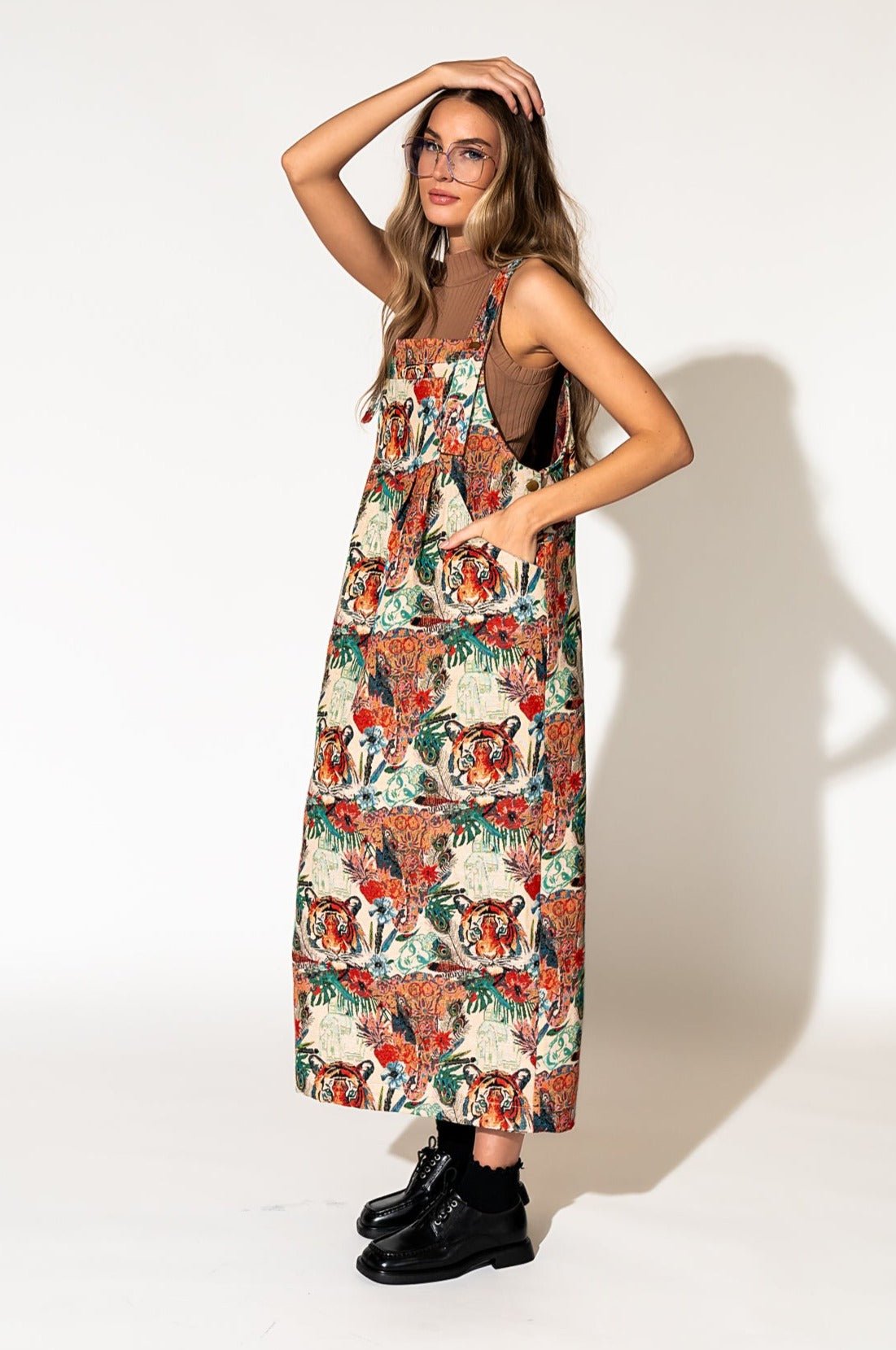 LALA ORIGINAL: Can't Tame Me Overall Dress in Wild Soul Jacquard - Dressed in Lala