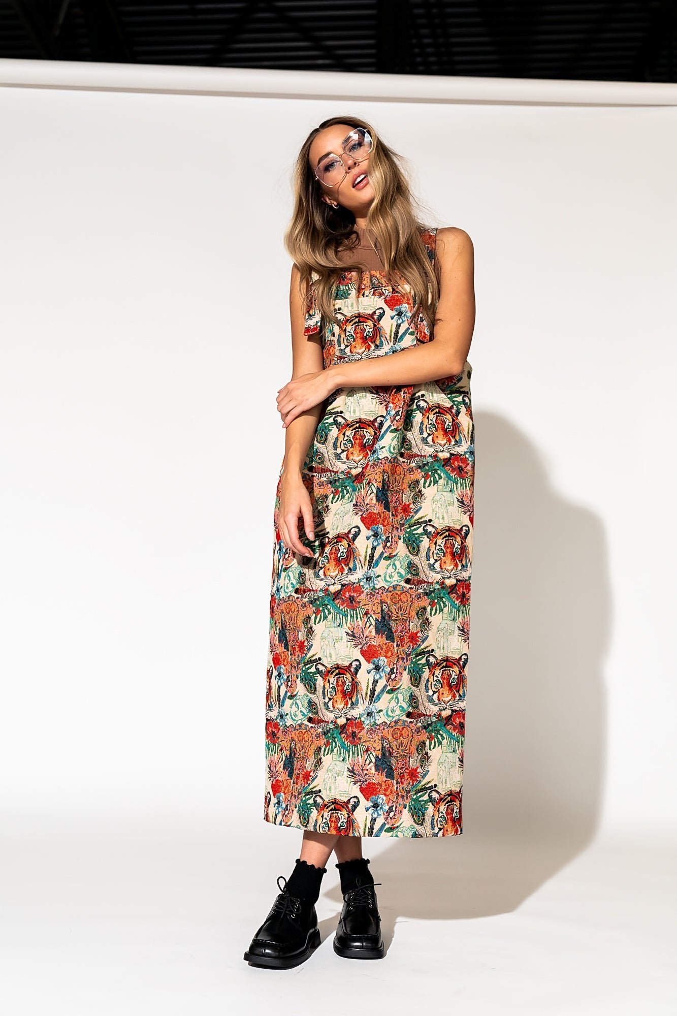 LALA ORIGINAL: Can't Tame Me Overall Dress in Wild Soul Jacquard - Dressed in Lala