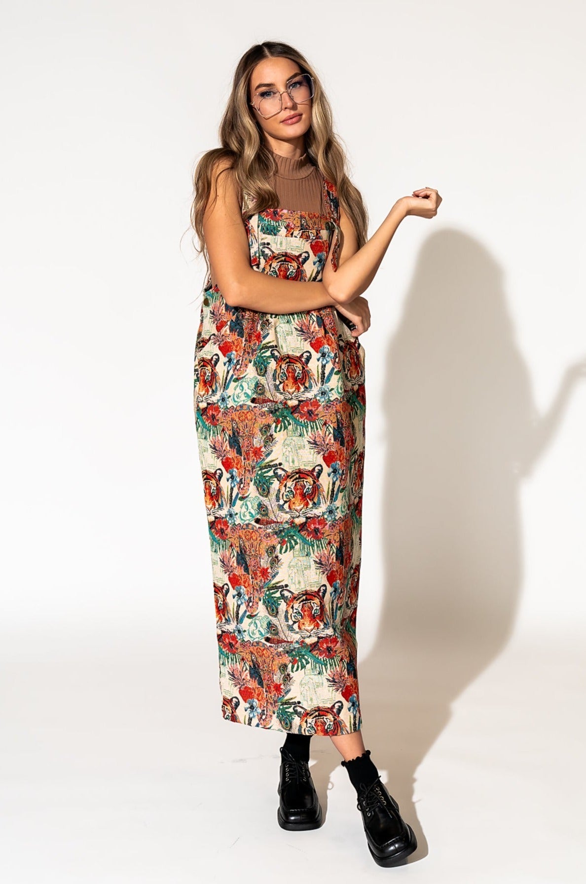 LALA ORIGINAL: Can't Tame Me Overall Dress in Wild Soul Jacquard - Dressed in Lala