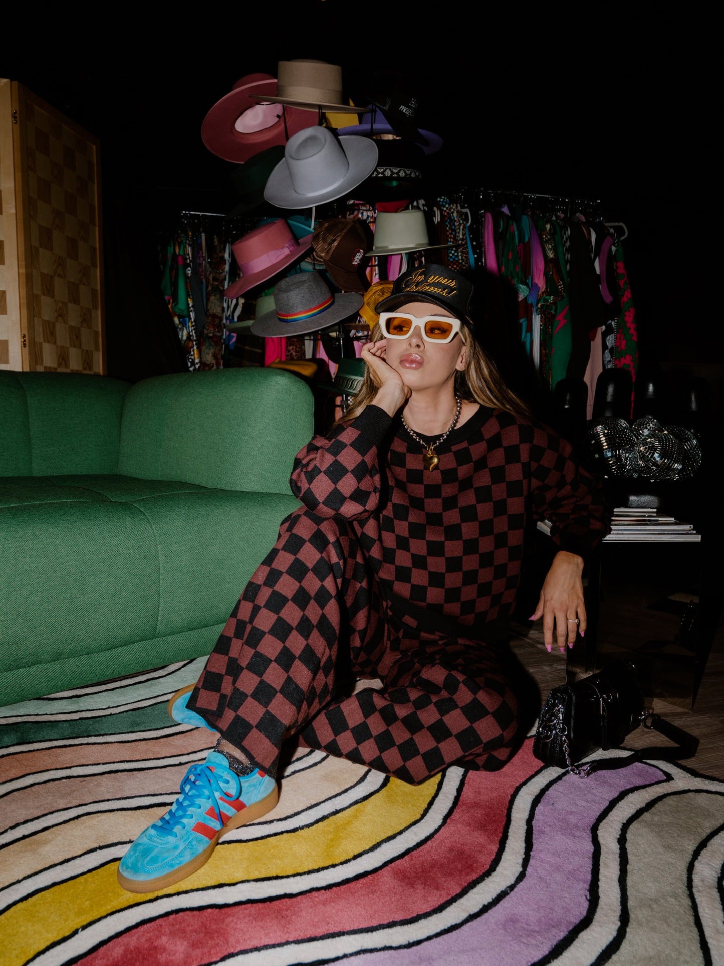 LALA ORIGINAL: Checkerboard Knit Set in Black + Mocha - Dressed in Lala