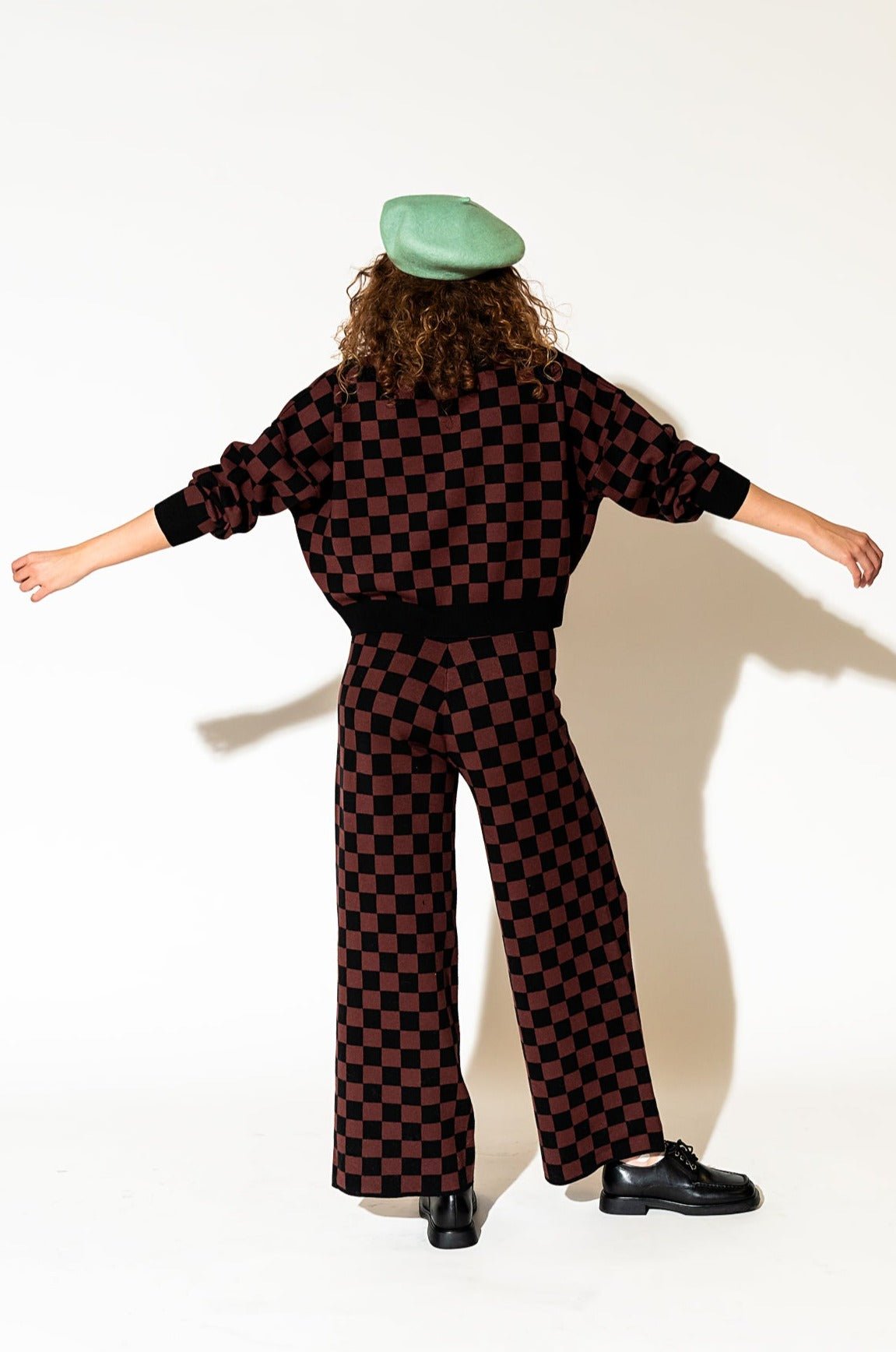 LALA ORIGINAL: Checkerboard Knit Set in Black + Mocha - Dressed in Lala