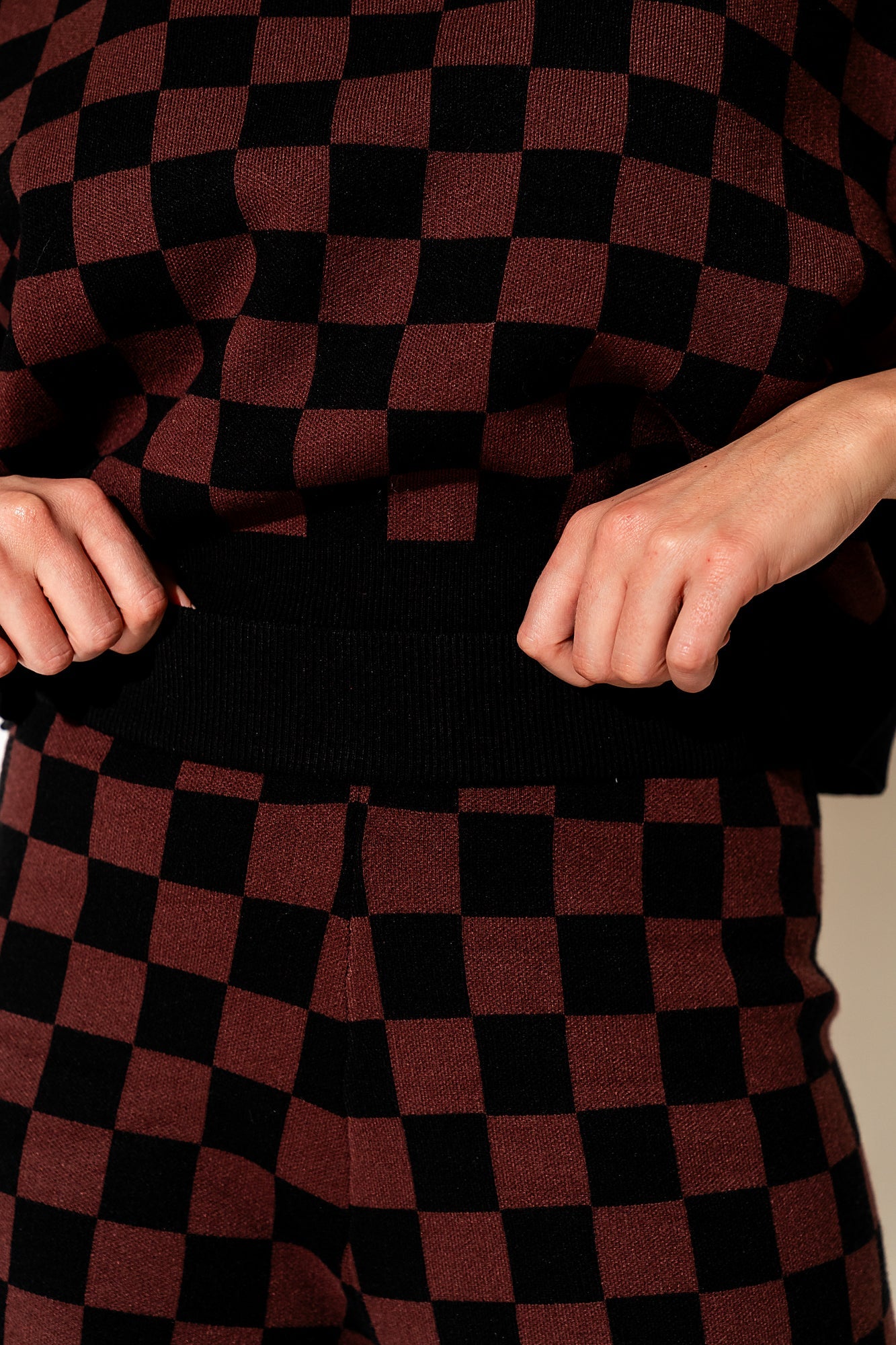LALA ORIGINAL: Checkerboard Knit Set in Black + Mocha - Dressed in Lala