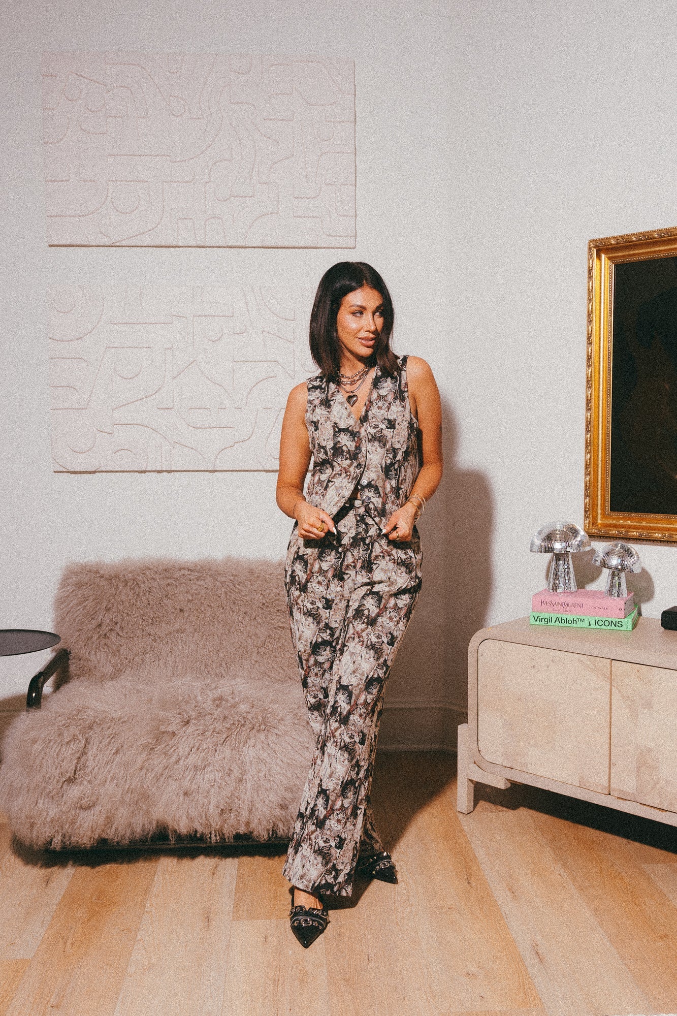 LALA ORIGINAL: Crazy Cat Lady Jacquard Trousers - Dressed in Lala