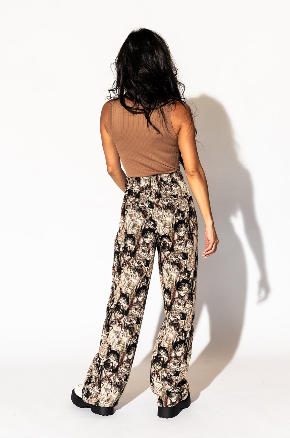 LALA ORIGINAL: Crazy Cat Lady Jacquard Trousers - Dressed in Lala