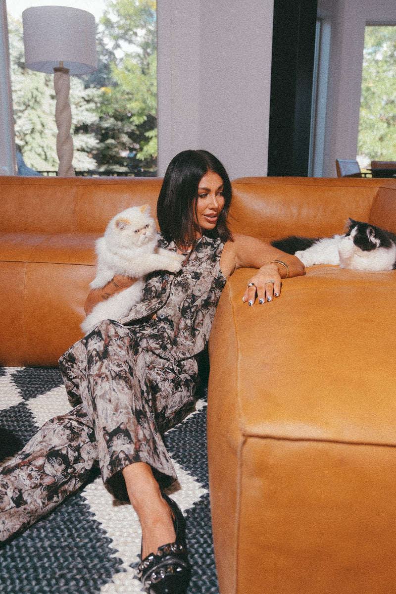 Crazy Cat Lady Jacquard Waistcoat Vest Dressed in Lala