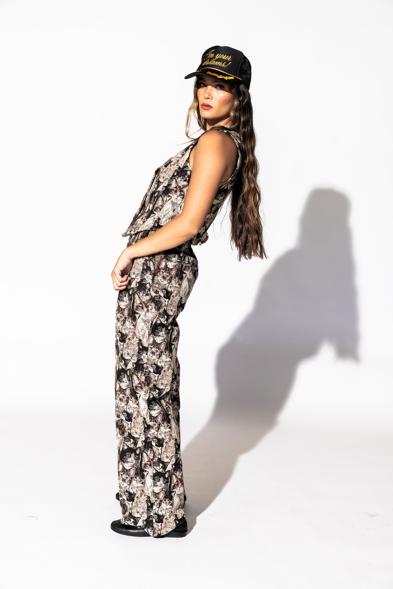 LALA ORIGINAL: Crazy Cat Lady Jacquard Waistcoat - Dressed in Lala
