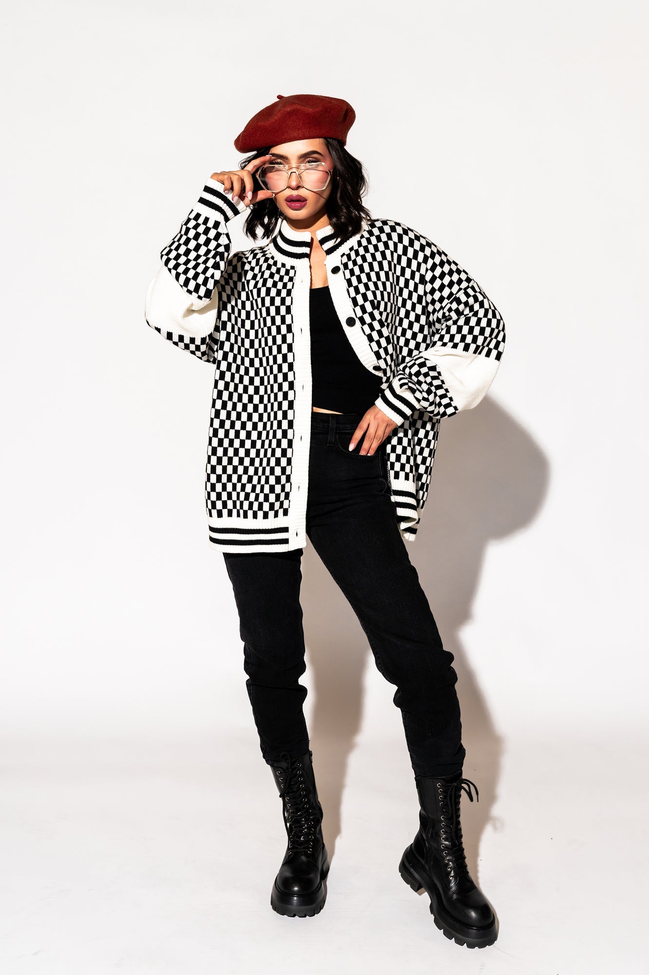 LALA ORIGINAL: Get What I Want Grandpa Cardigan in Black + White - Dressed in Lala
