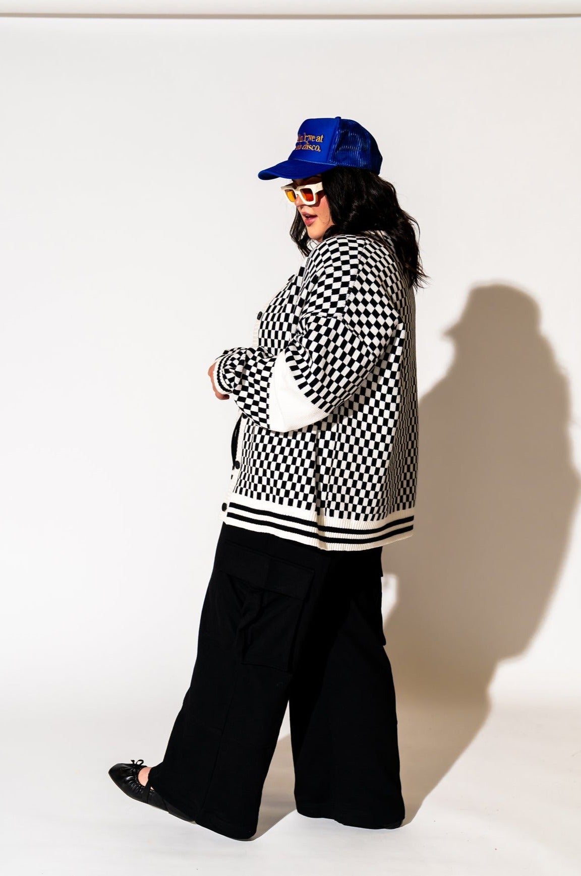 LALA ORIGINAL: Get What I Want Grandpa Cardigan in Black + White - Dressed in Lala