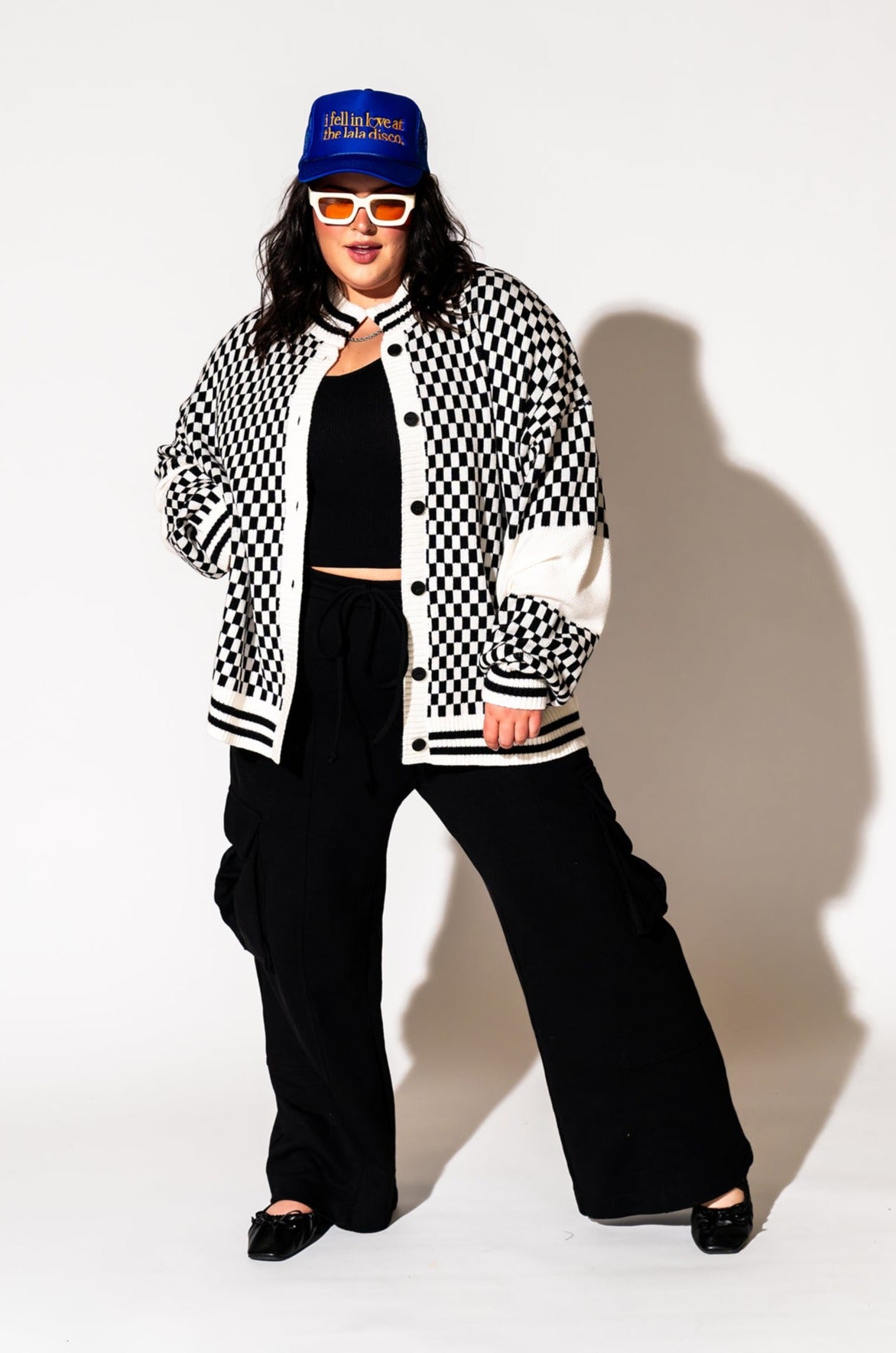 LALA ORIGINAL: Get What I Want Grandpa Cardigan in Black + White - Dressed in Lala