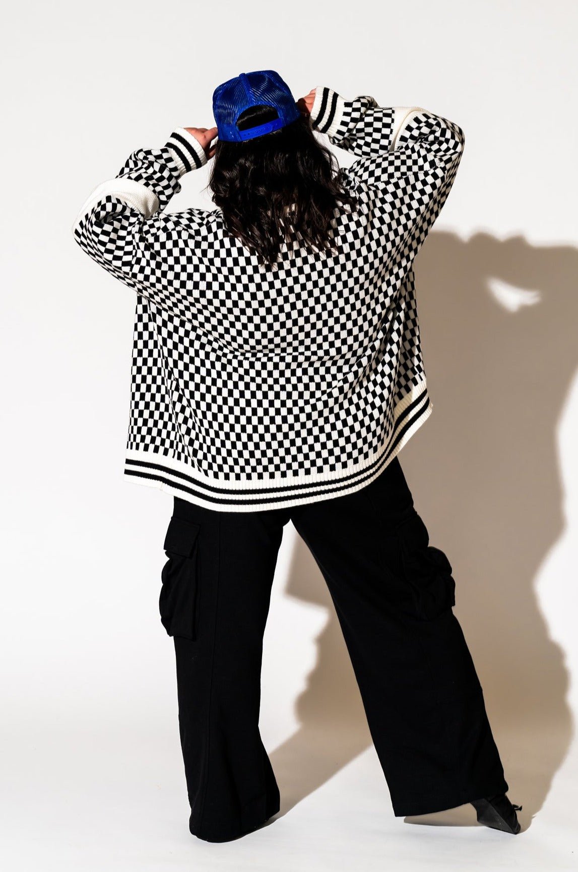 LALA ORIGINAL: Get What I Want Grandpa Cardigan in Black + White - Dressed in Lala