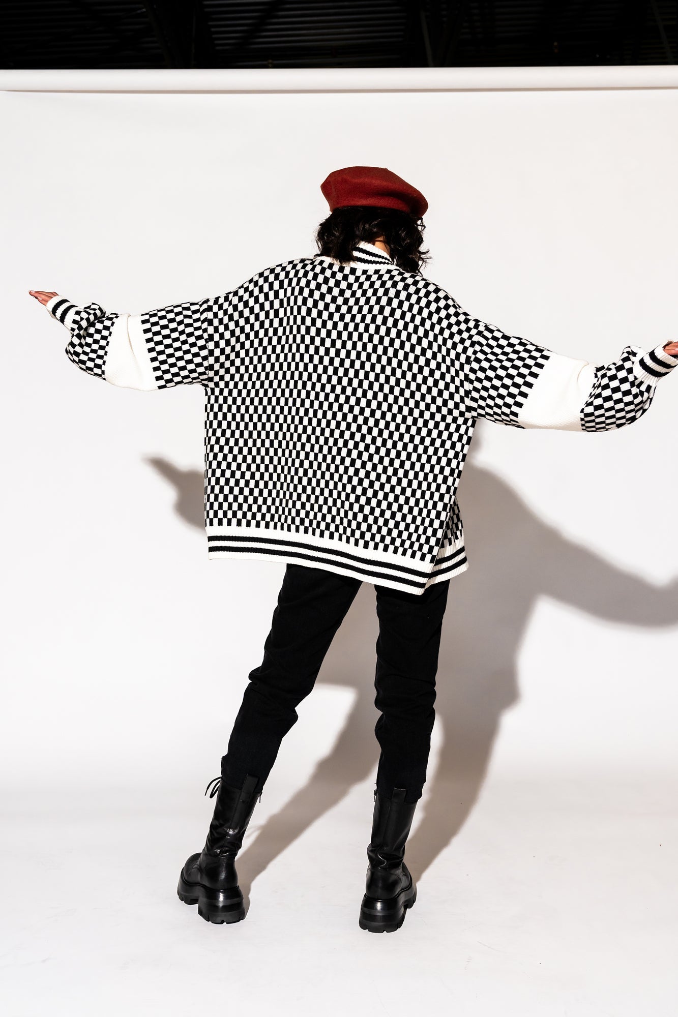 LALA ORIGINAL: Get What I Want Grandpa Cardigan in Black + White - Dressed in Lala
