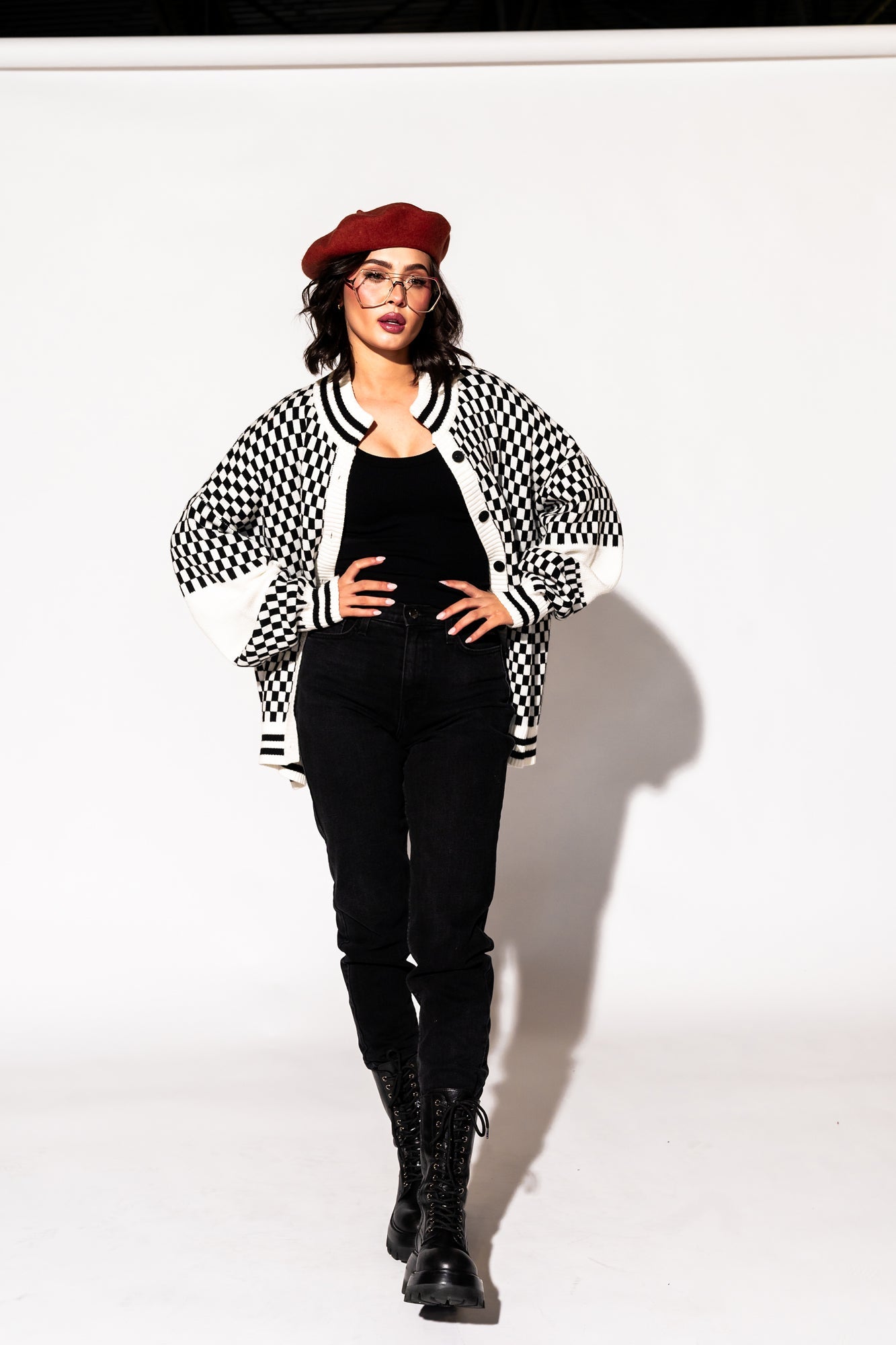 LALA ORIGINAL: Get What I Want Grandpa Cardigan in Black + White - Dressed in Lala