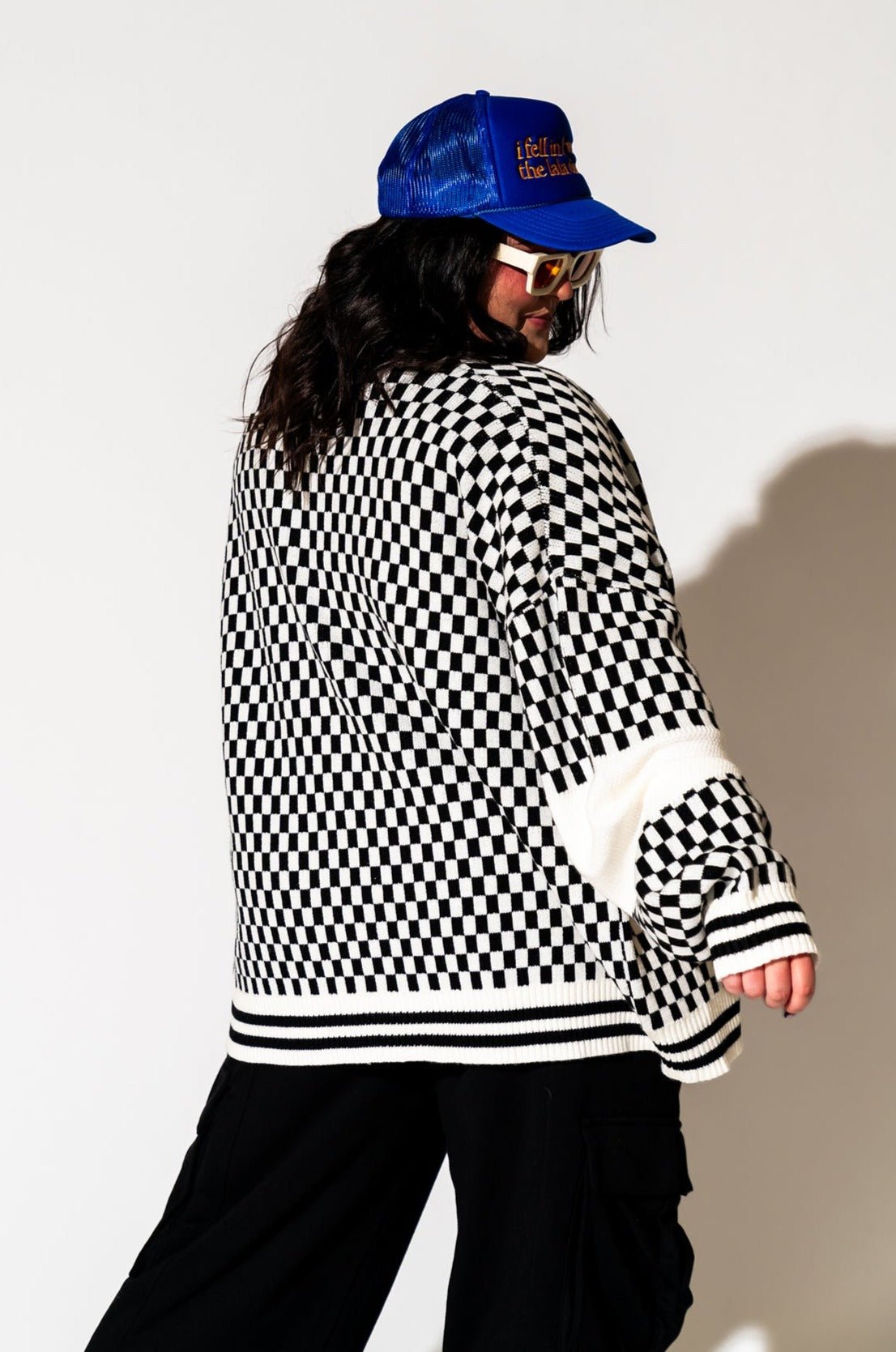 LALA ORIGINAL: Get What I Want Grandpa Cardigan in Black + White - Dressed in Lala