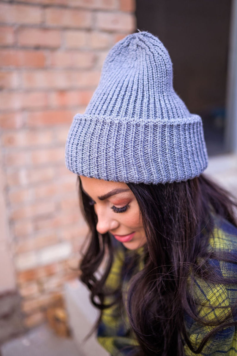 Grunge Chic Beanie in Grey Dressed in Lala