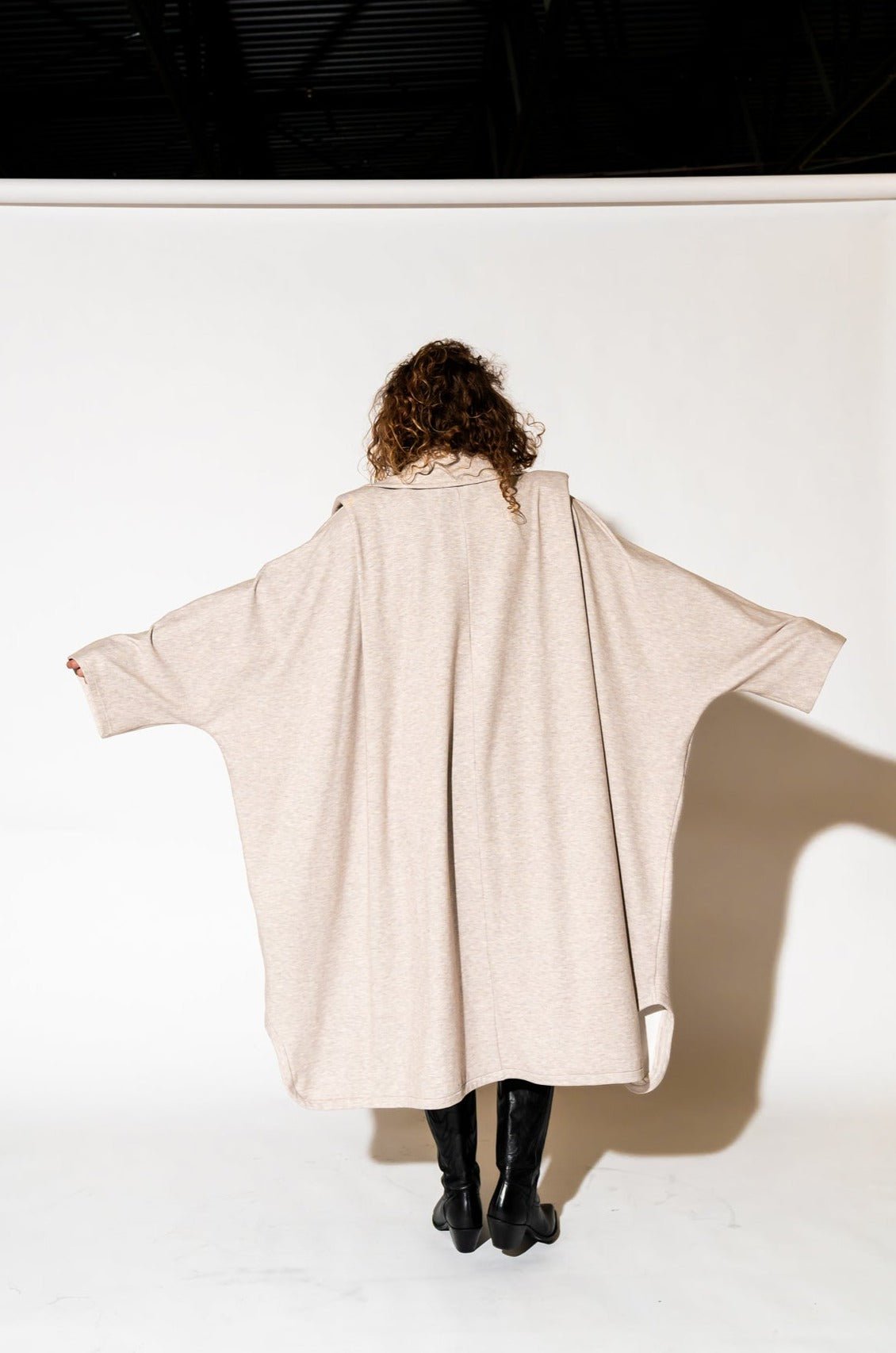 LALA ORIGINAL: Icon Status Drape Cape in Oatmeal - Dressed in Lala