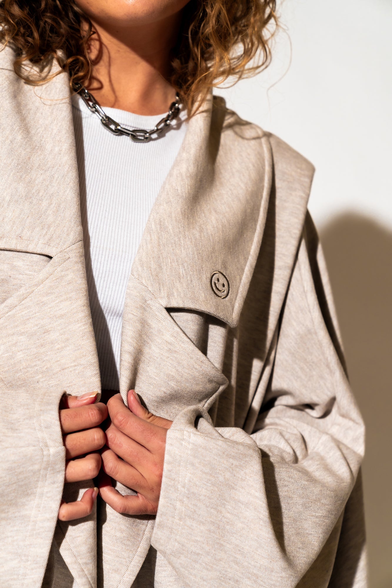 LALA ORIGINAL: Icon Status Drape Cape in Oatmeal - Dressed in Lala