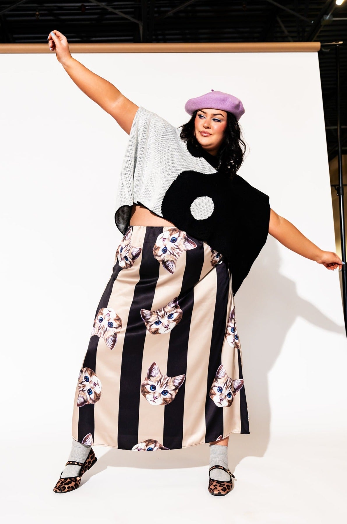 LALA ORIGINAL: It Girl Midi Skirt in Pretty Kitty - Dressed in Lala