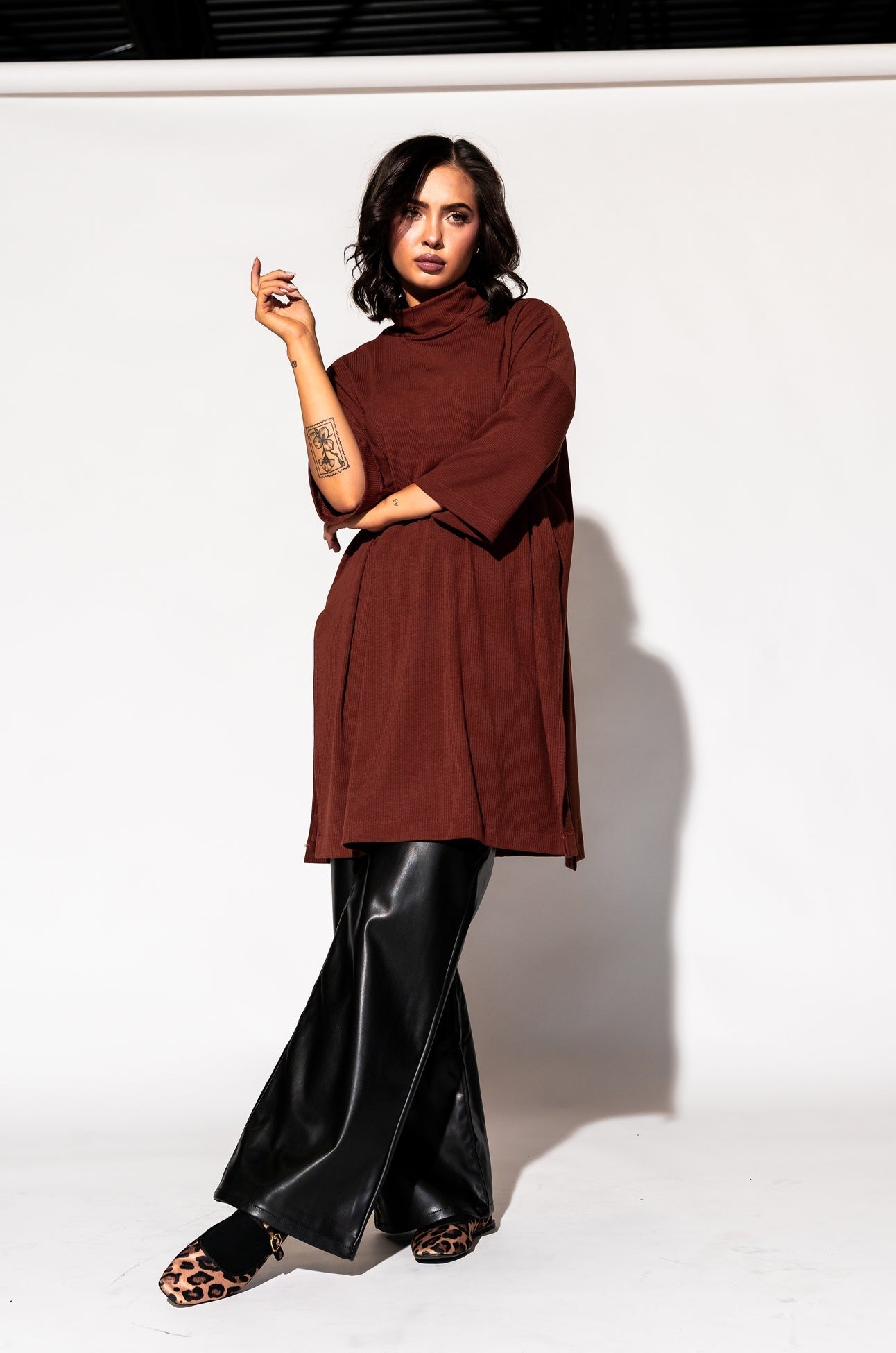 LALA ORIGINAL: Lala Icon Mock Neck Top in Cinnamon - Dressed in Lala