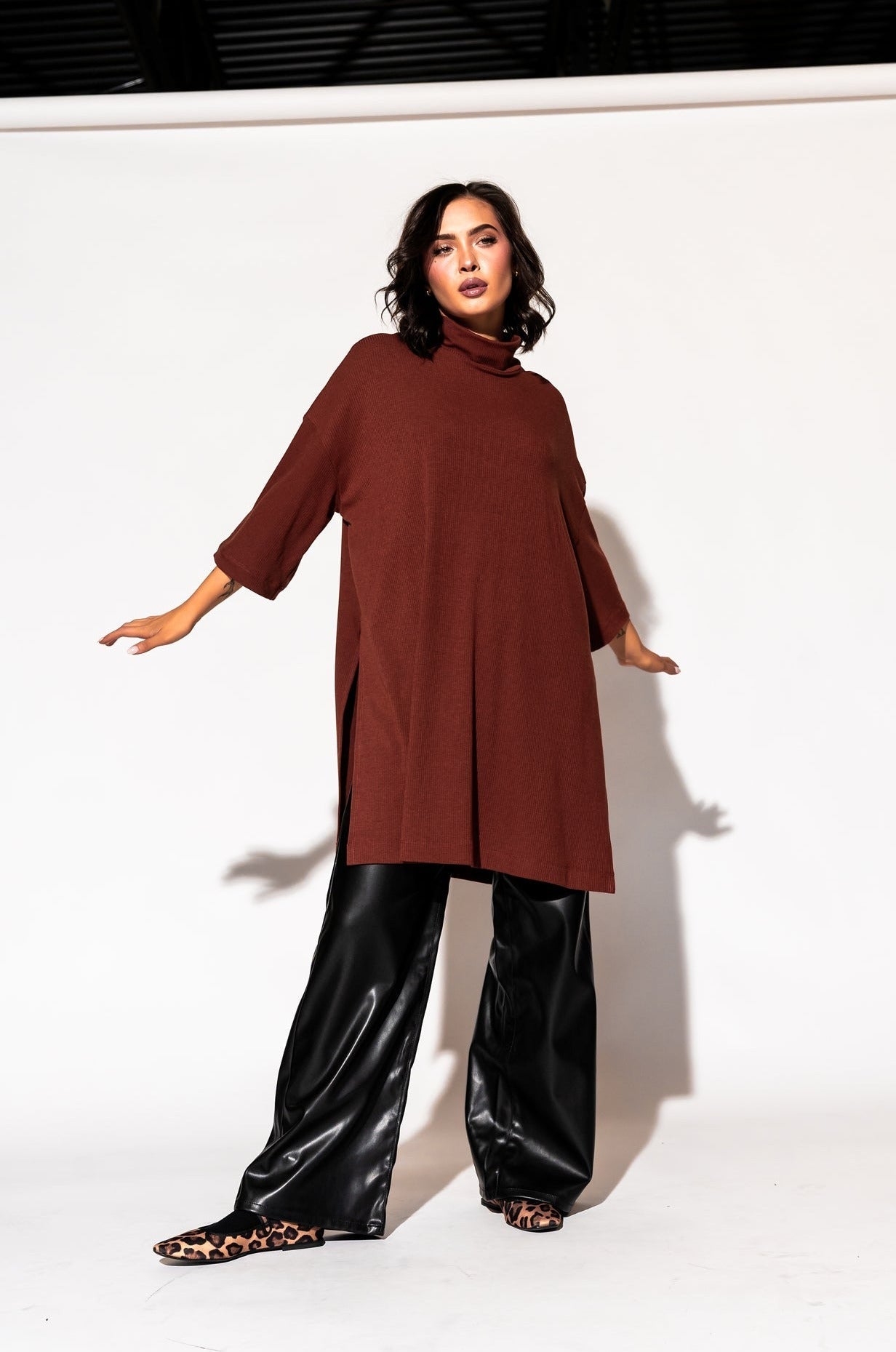 LALA ORIGINAL: Lala Icon Mock Neck Top in Cinnamon - Dressed in Lala