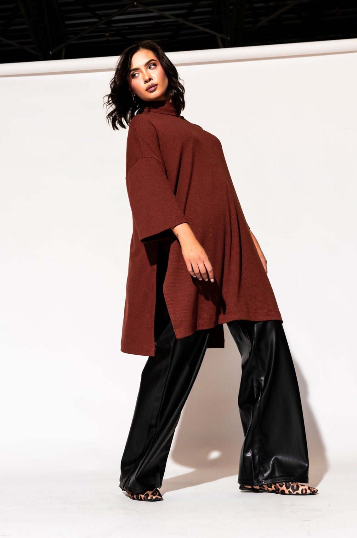 LALA ORIGINAL: Lala Icon Mock Neck Top in Cinnamon - Dressed in Lala