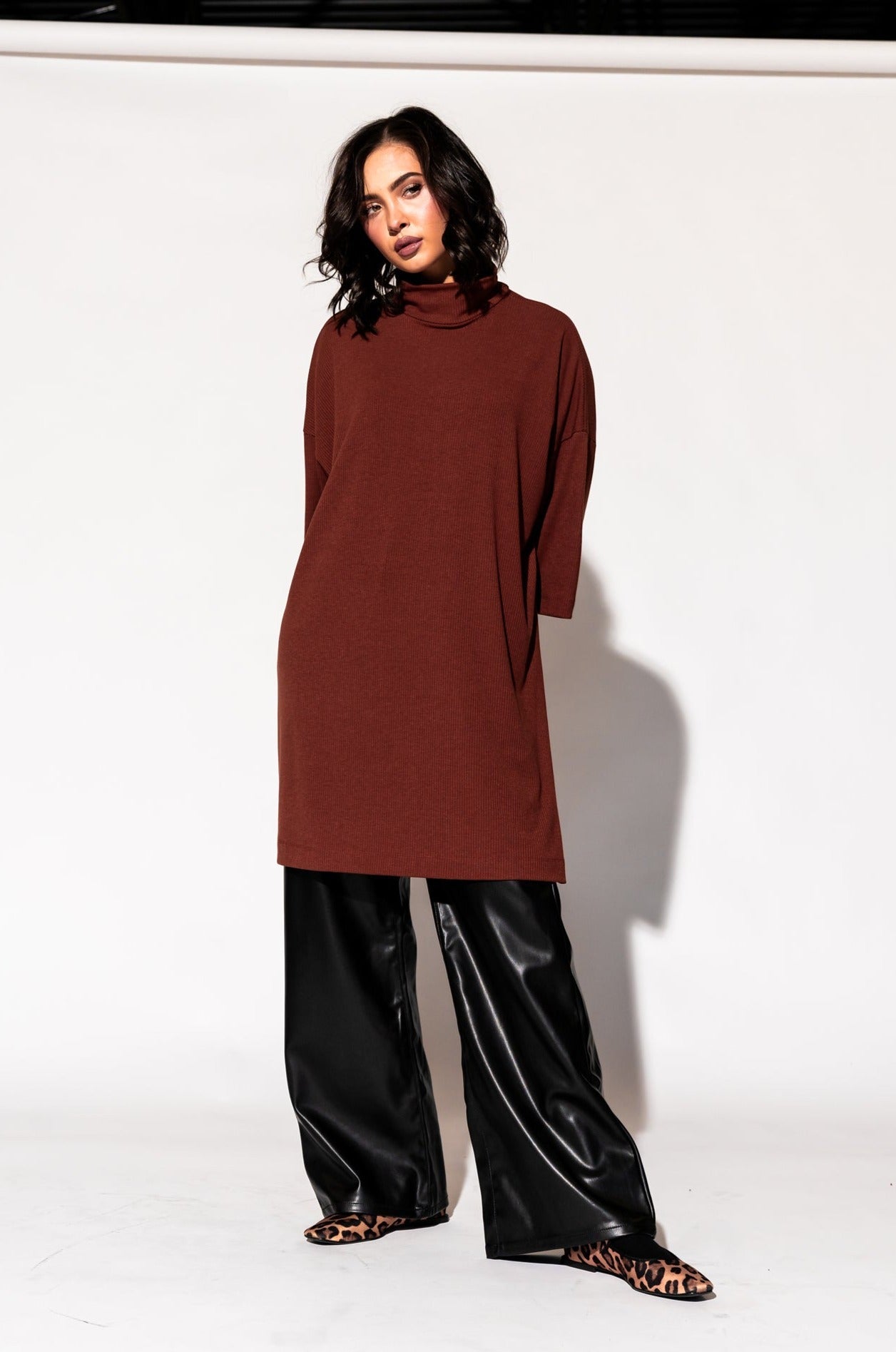 LALA ORIGINAL: Lala Icon Mock Neck Top in Cinnamon - Dressed in Lala