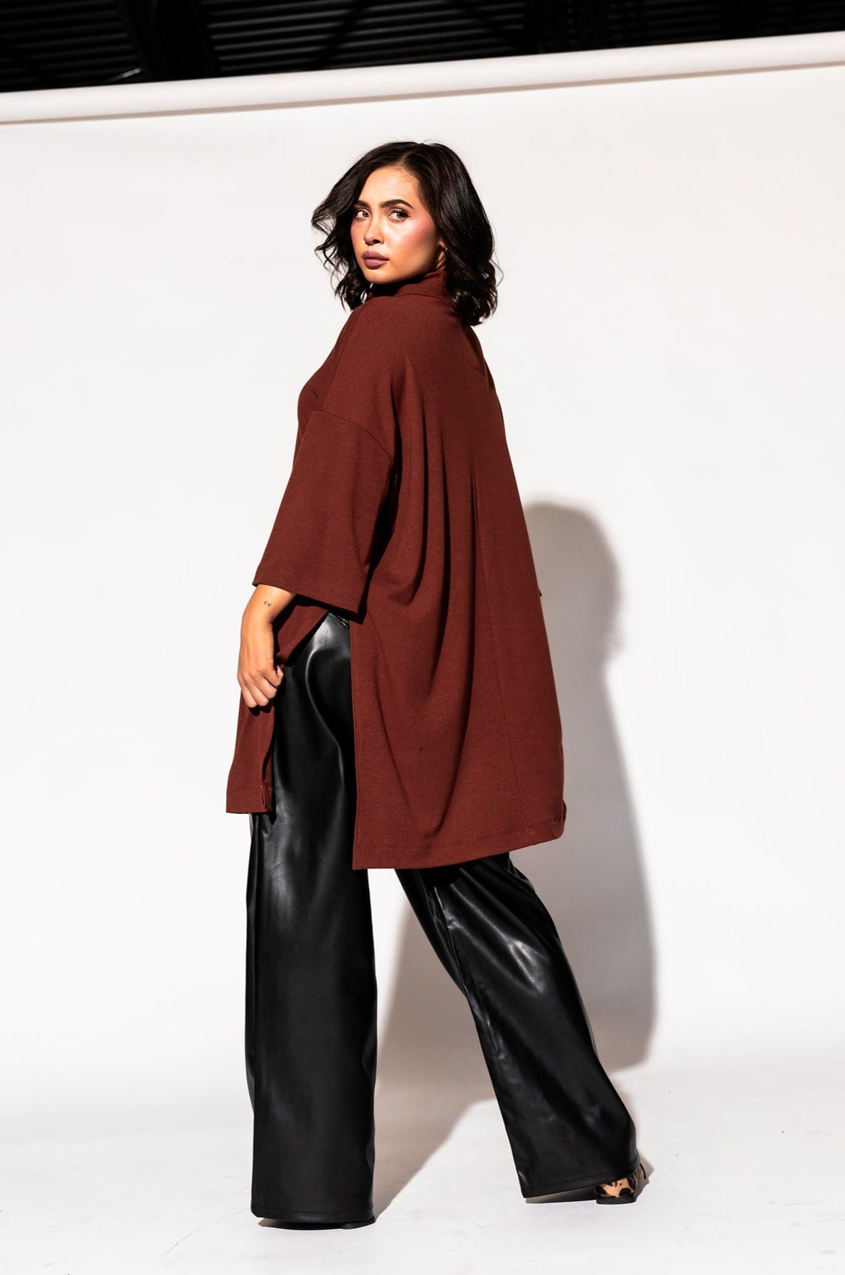 LALA ORIGINAL: Lala Icon Mock Neck Top in Cinnamon - Dressed in Lala