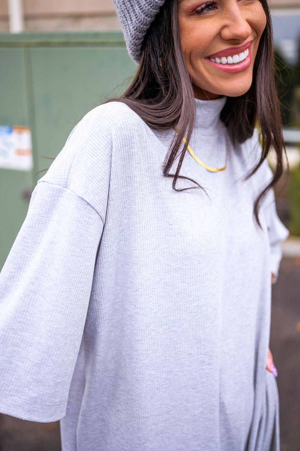LALA ORIGINAL: Lala Icon Mock Neck Top in Grey *RESTOCKING SOON* - Dressed in Lala
