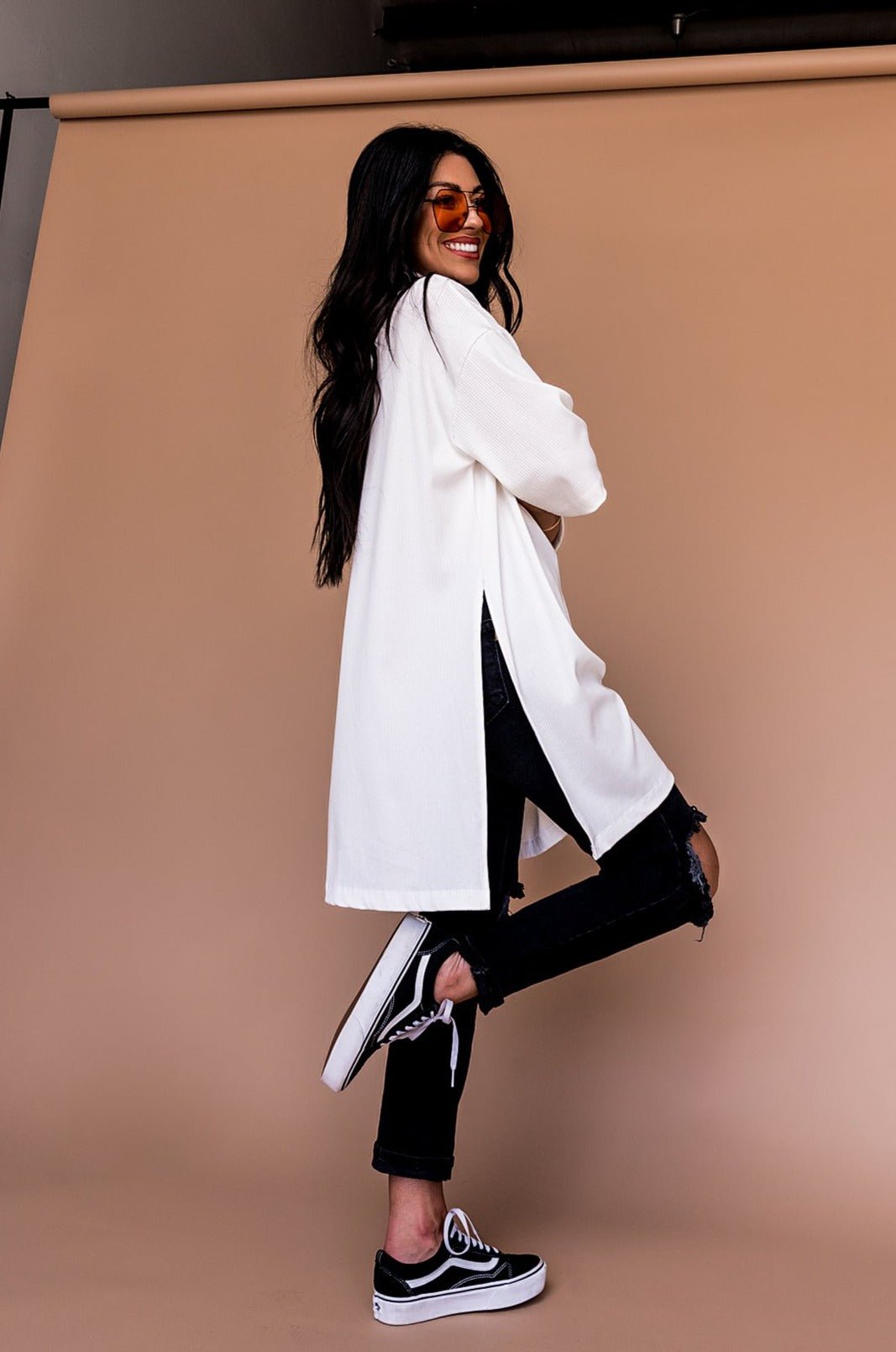 LALA ORIGINAL: Lala Icon Mock Neck Top in White - Dressed in Lala