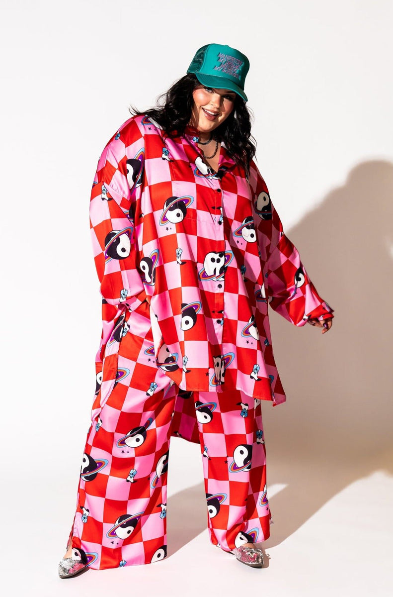 Lala Satin Playsuit in Cosmic Cowgirl Dressed in Lala