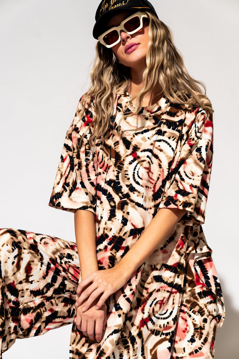 Leveled Up Ribbed Playsuit in Grungecore Tie Dye Dressed in Lala